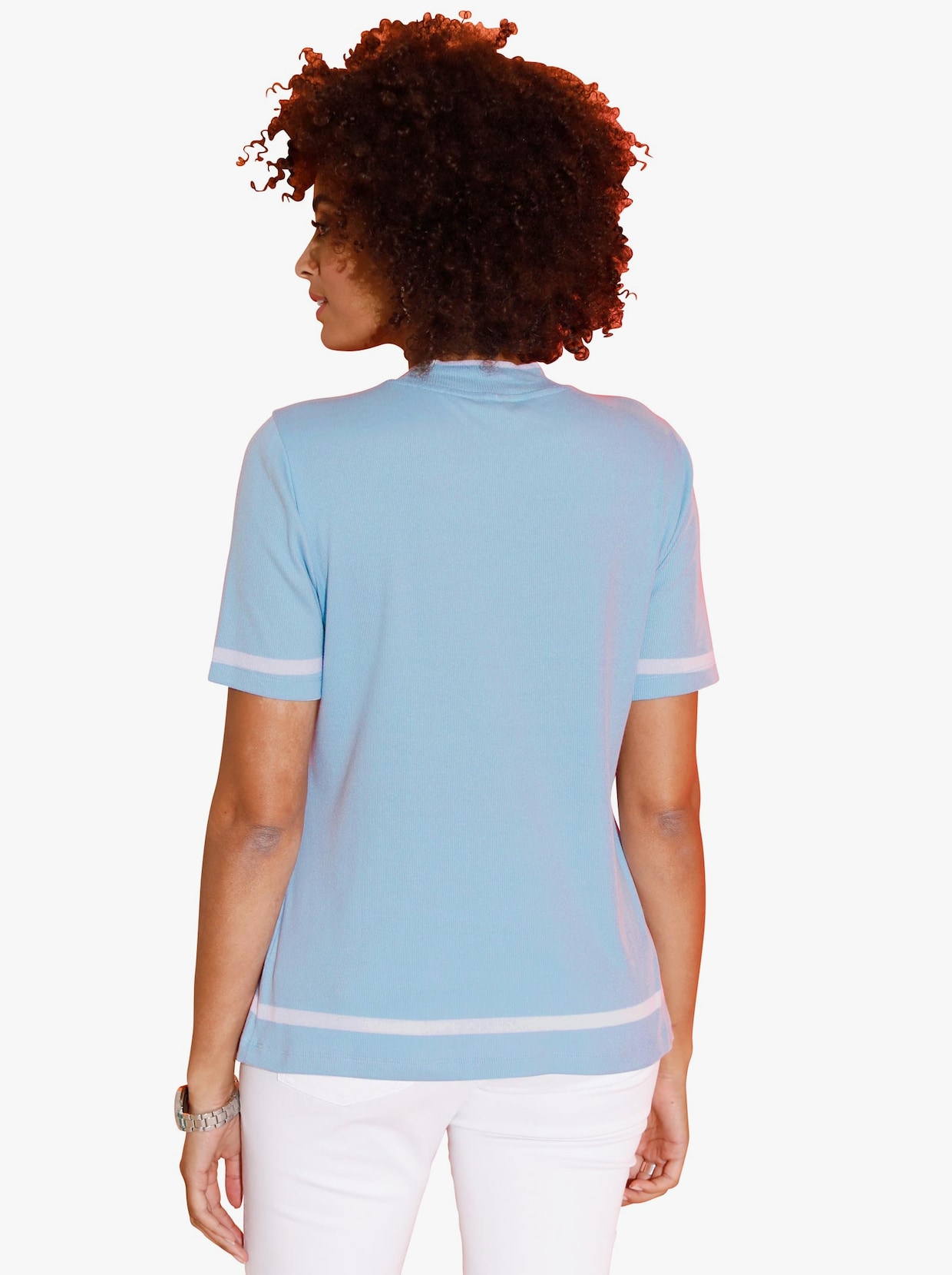 Shirt met opstaande kraag - ijsblauw