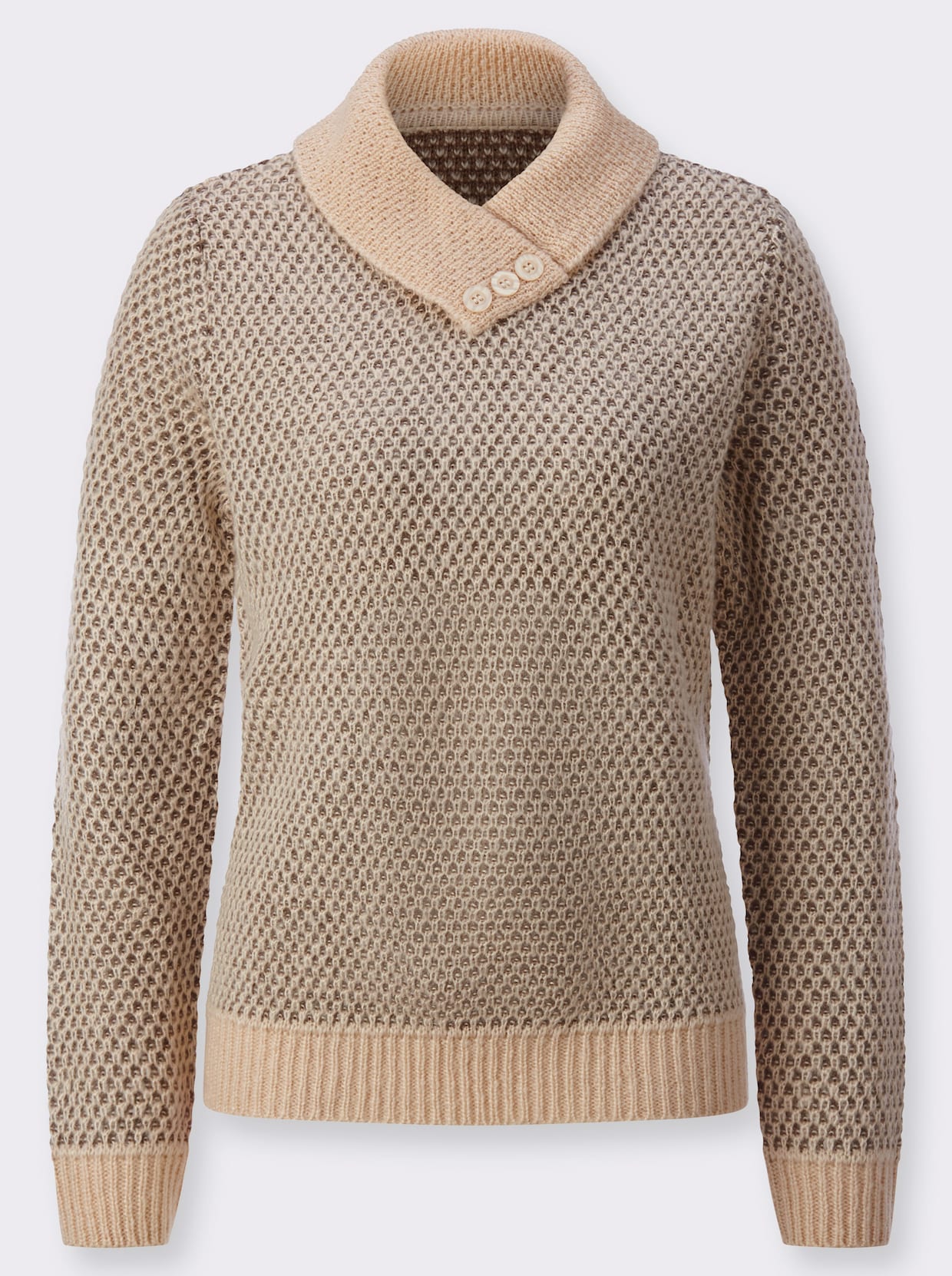 Pullover met sjaalkraag - ivoor gemêleerd