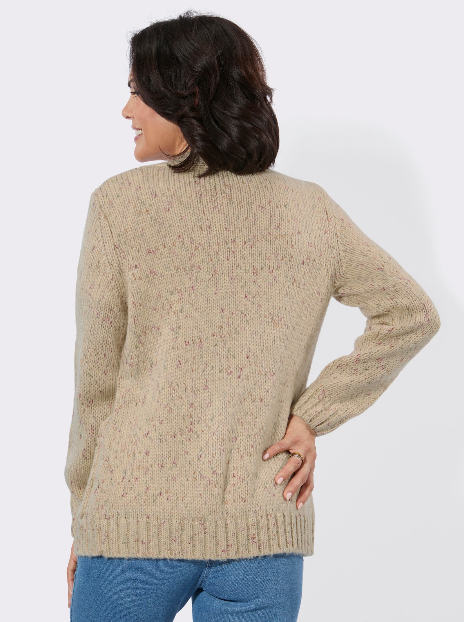 Strickjacke aus weichem Melangegarn - sand-meliert