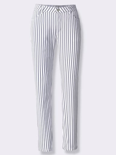 Hose - taubenblau-ecru-gestreift