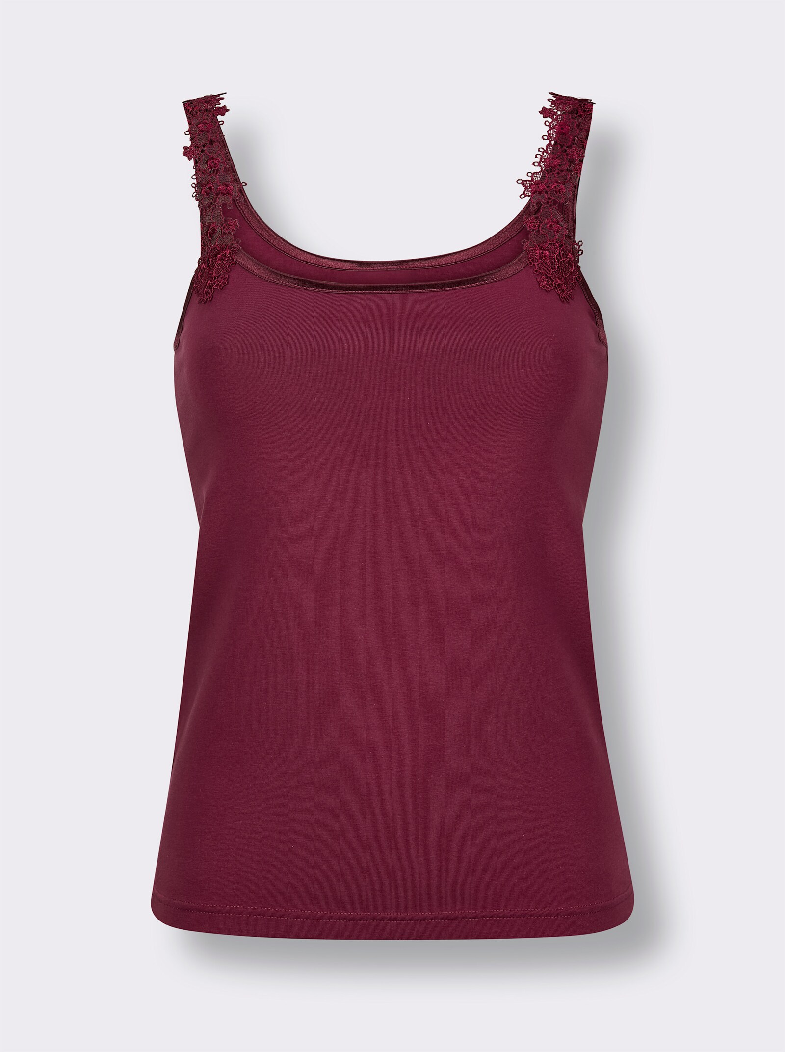 wäschepur Trägerhemd mit Spitze an den Trägern - bordeaux