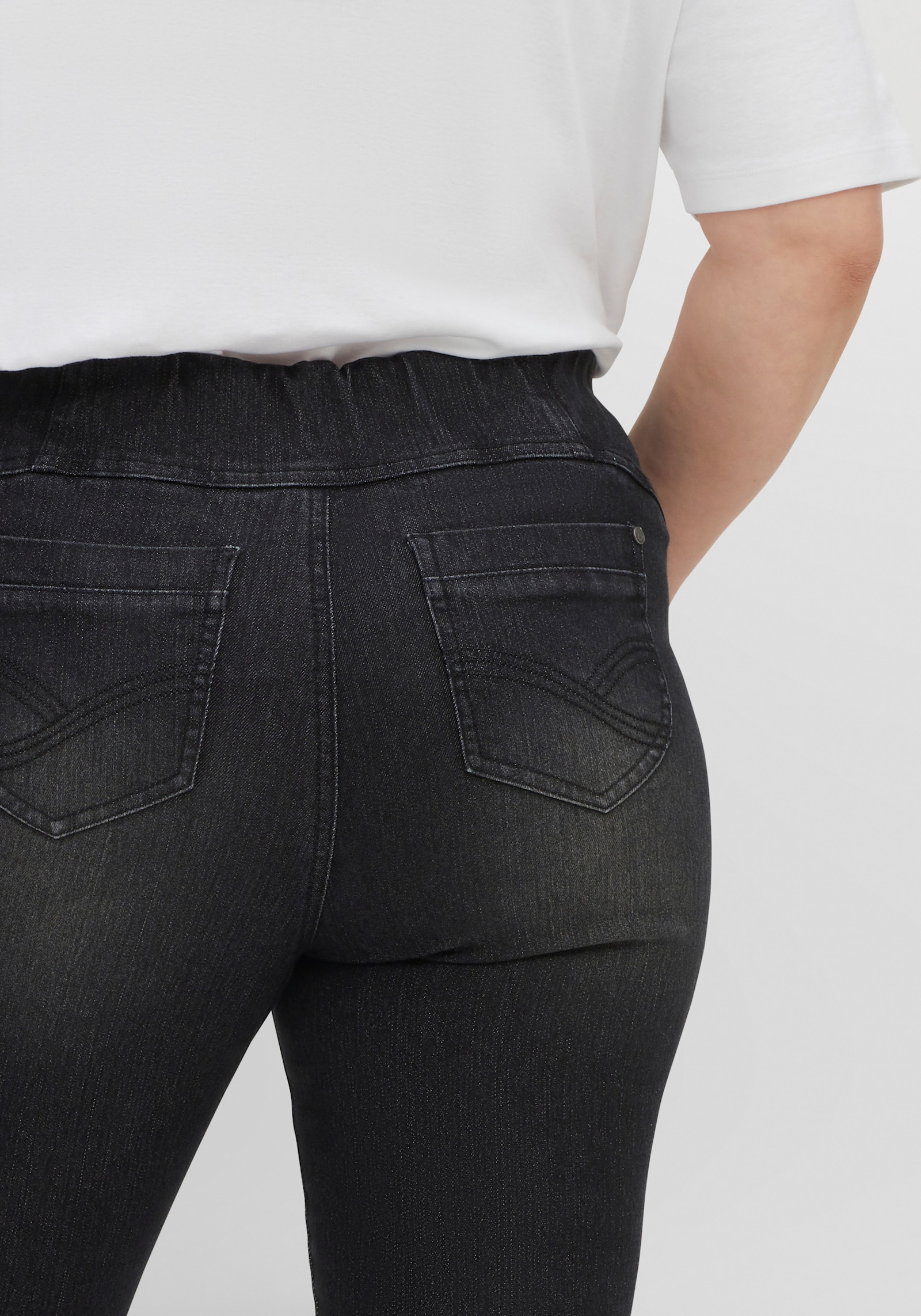 sheego Jeggings mit breitem Gummibund - black denim