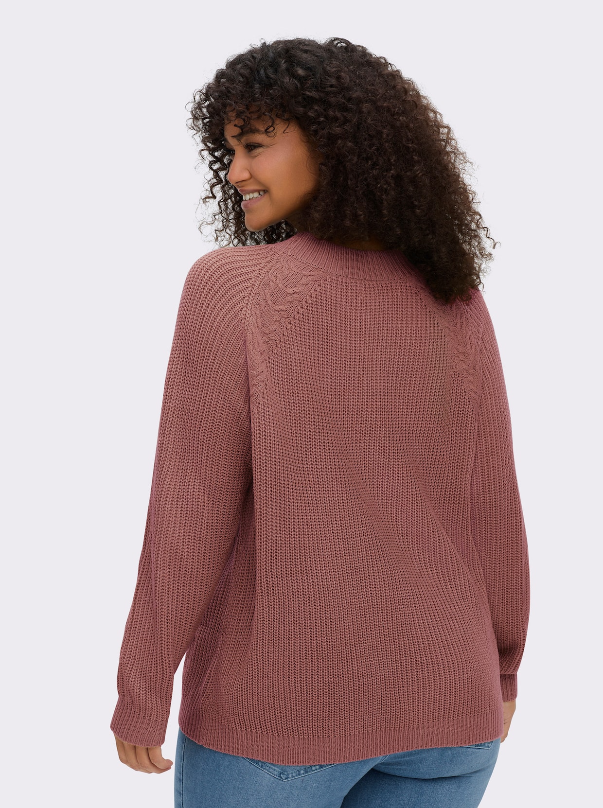 Stehkragenpullover mit Raglan-Ärmeln - rosenholz