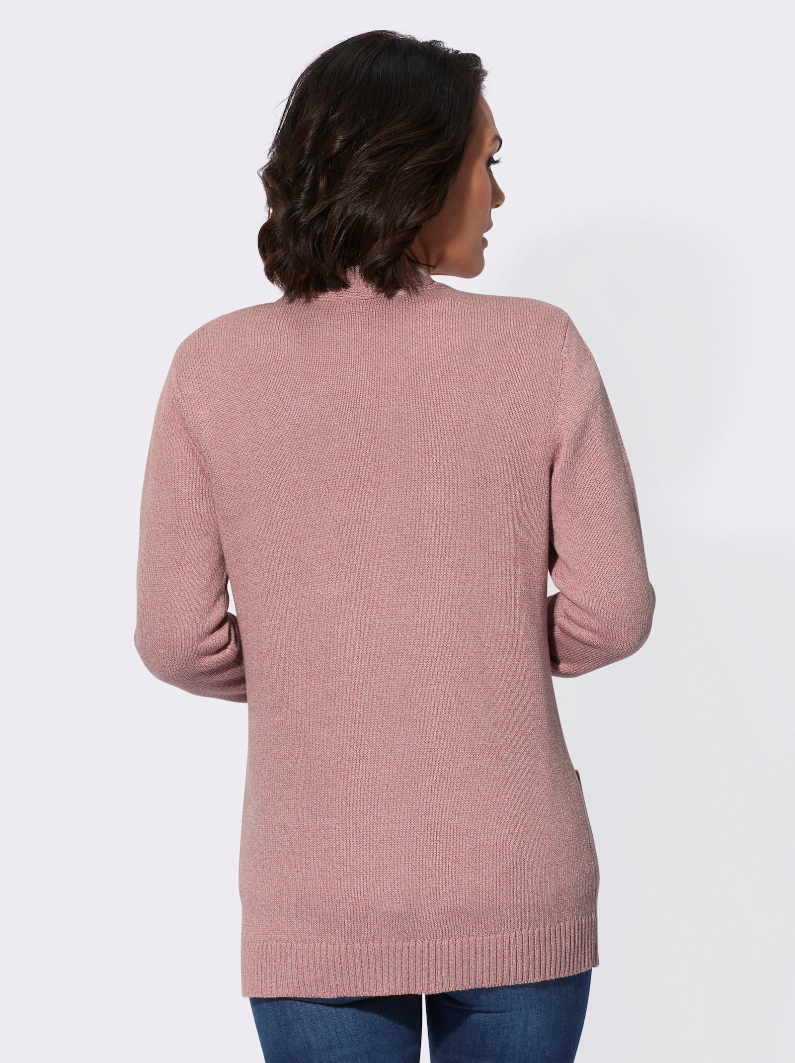 Strickjacke mit aufgesetzten Taschen - rosenholz-ecru-meliert