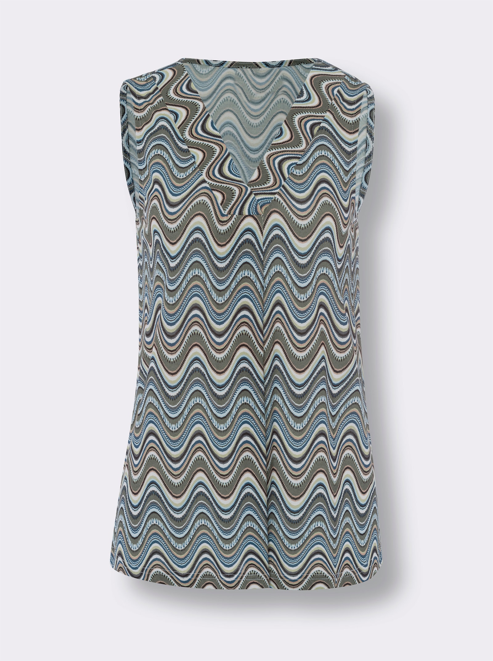 heine Shirttop mit Druck-Dessin - khaki-schwarz-bedruckt