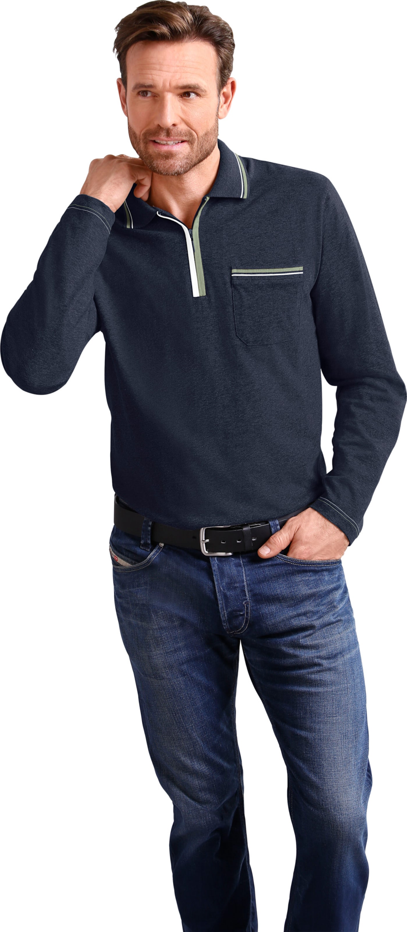 Classic Poloshirt met lange mouwen Poloshirt (1-delig)