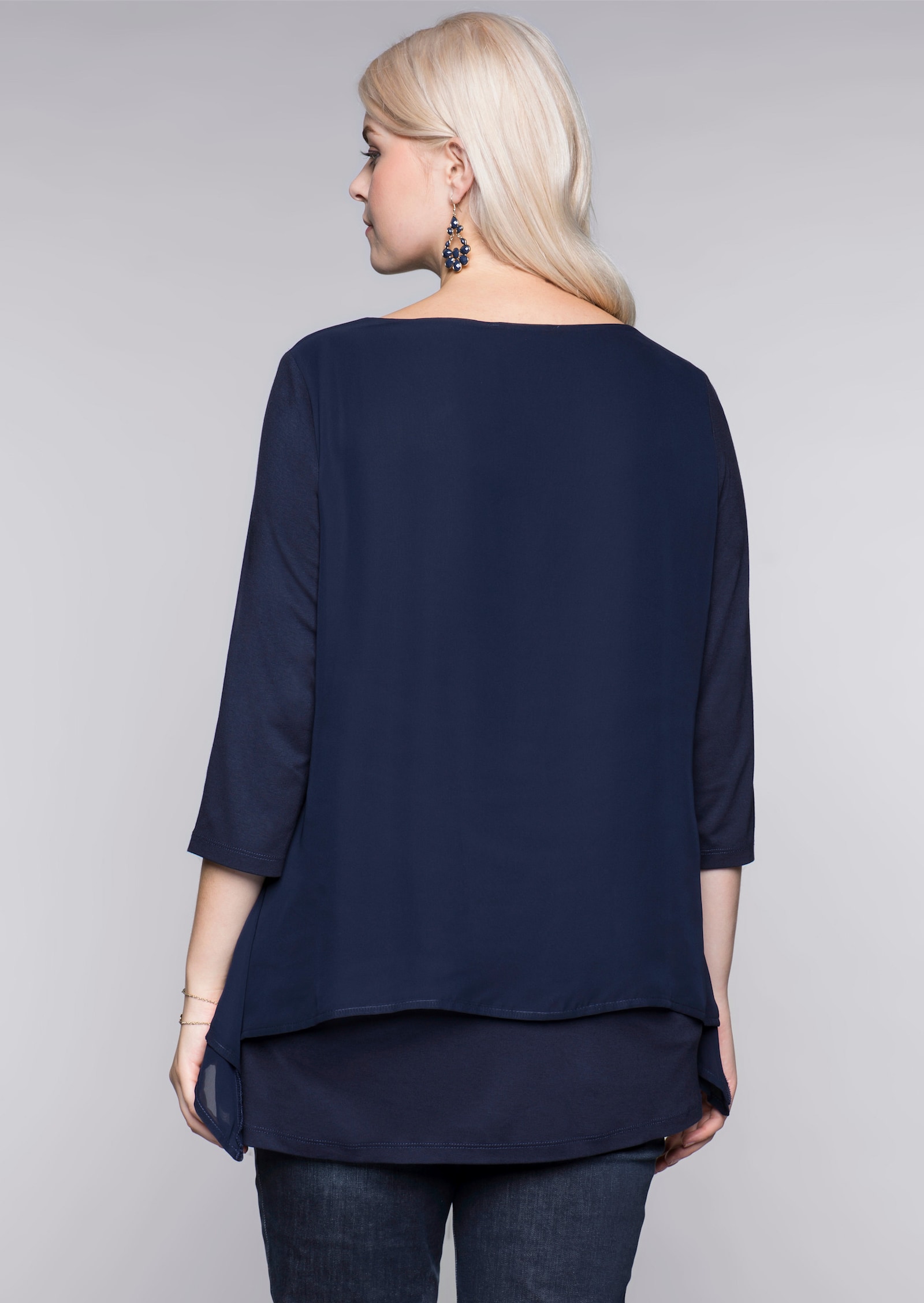 sheego Blusenshirt mit Zipfelsaum - marine