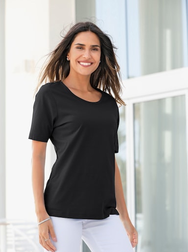 Kurzarmshirt in taillierter Form - schwarz