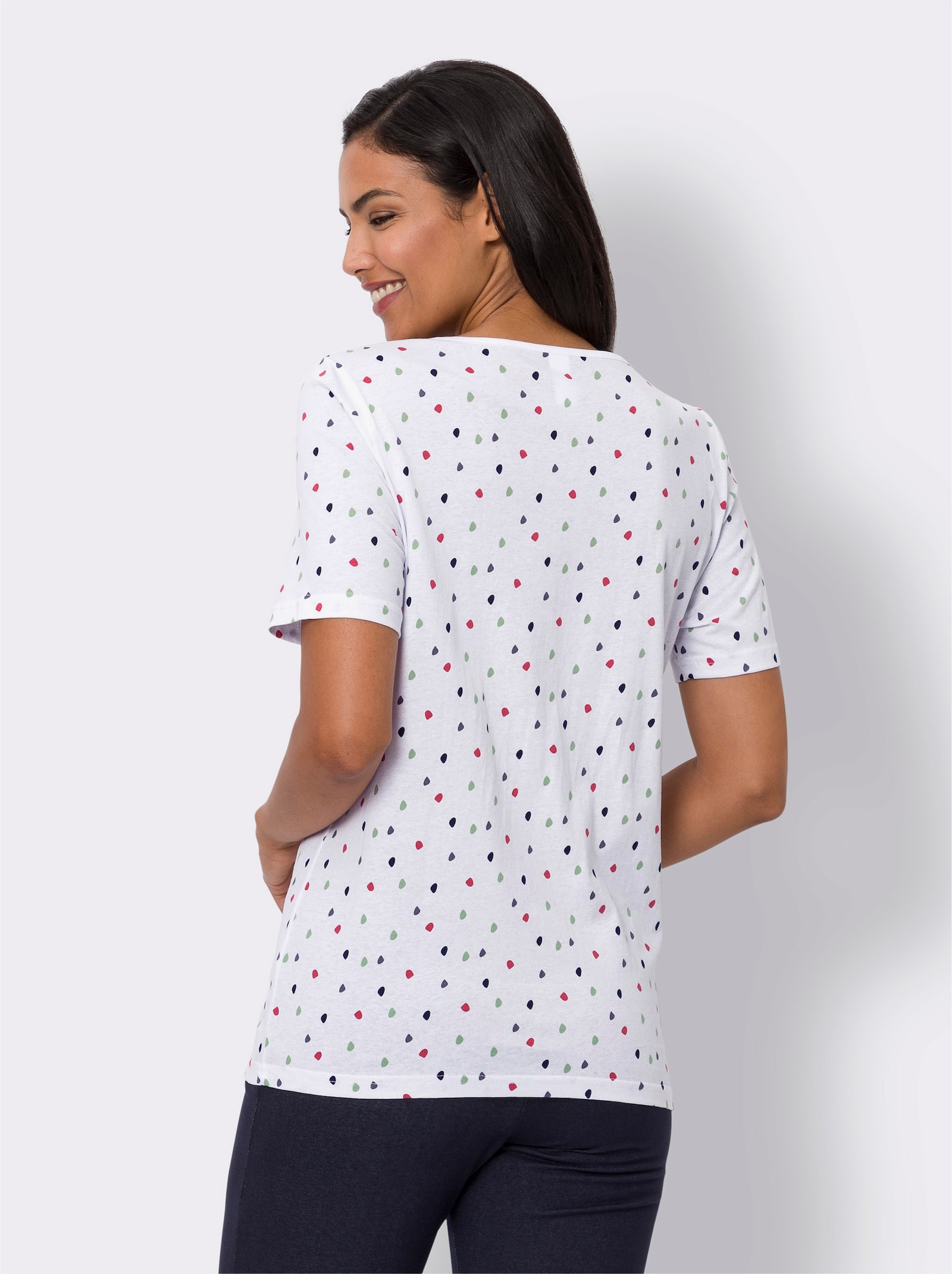 Freizeitshirt im Pünktchenmuster - weiß-bedruckt