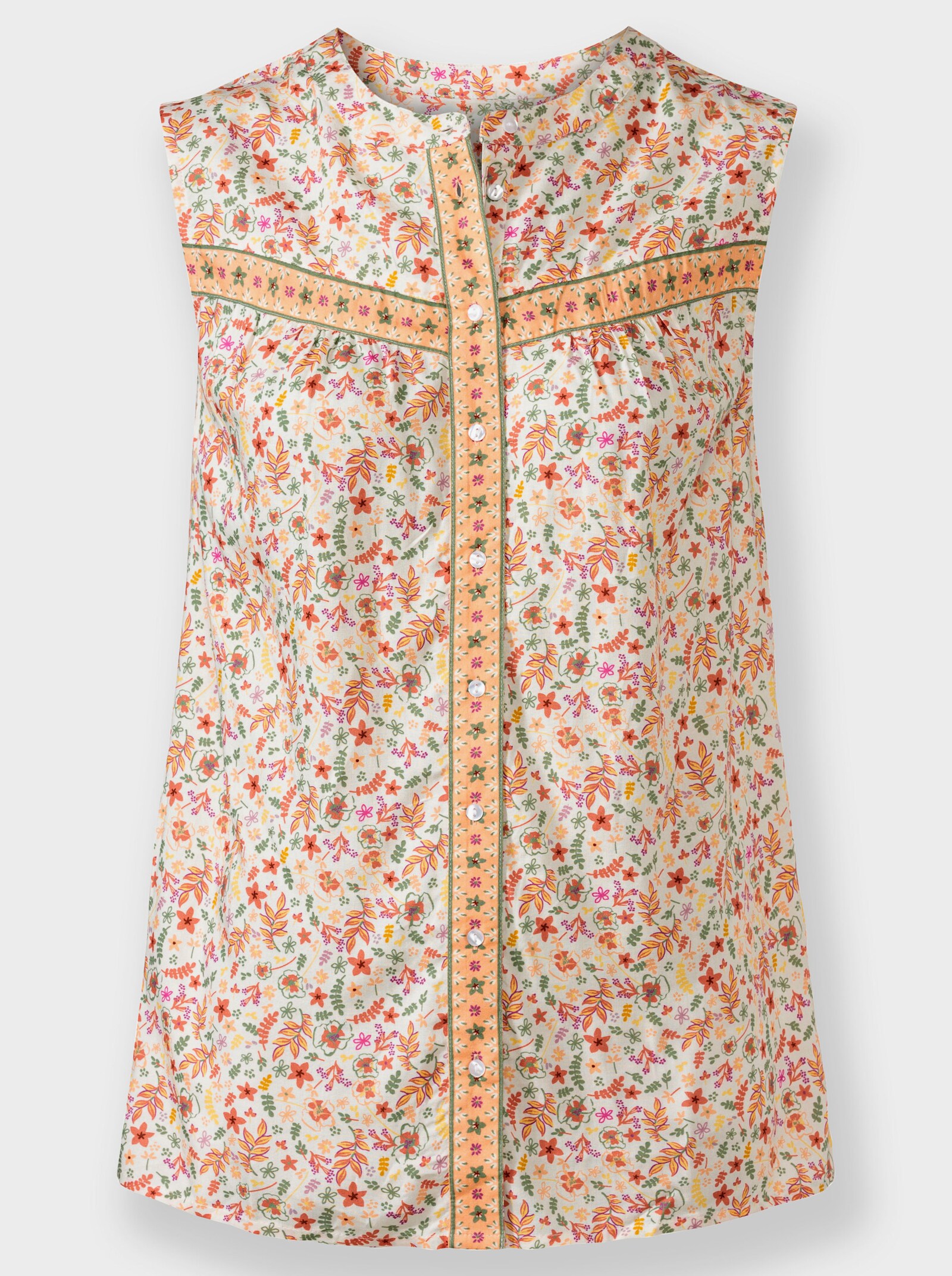 Druckbluse im Blümchenmuster - ecru-papaya-bedruckt