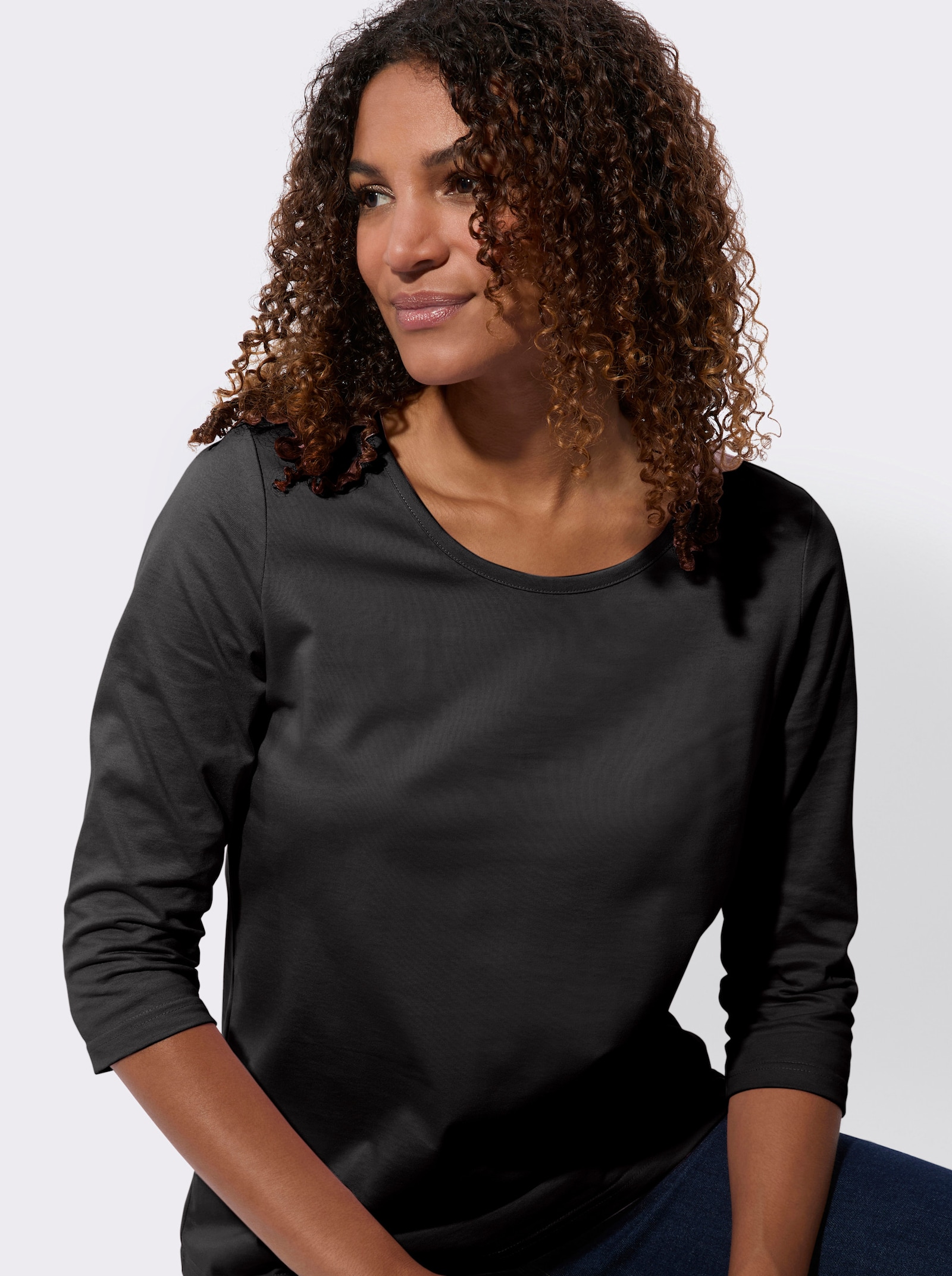 Topp med 3/4-ärm i 2-pack - svart + svart