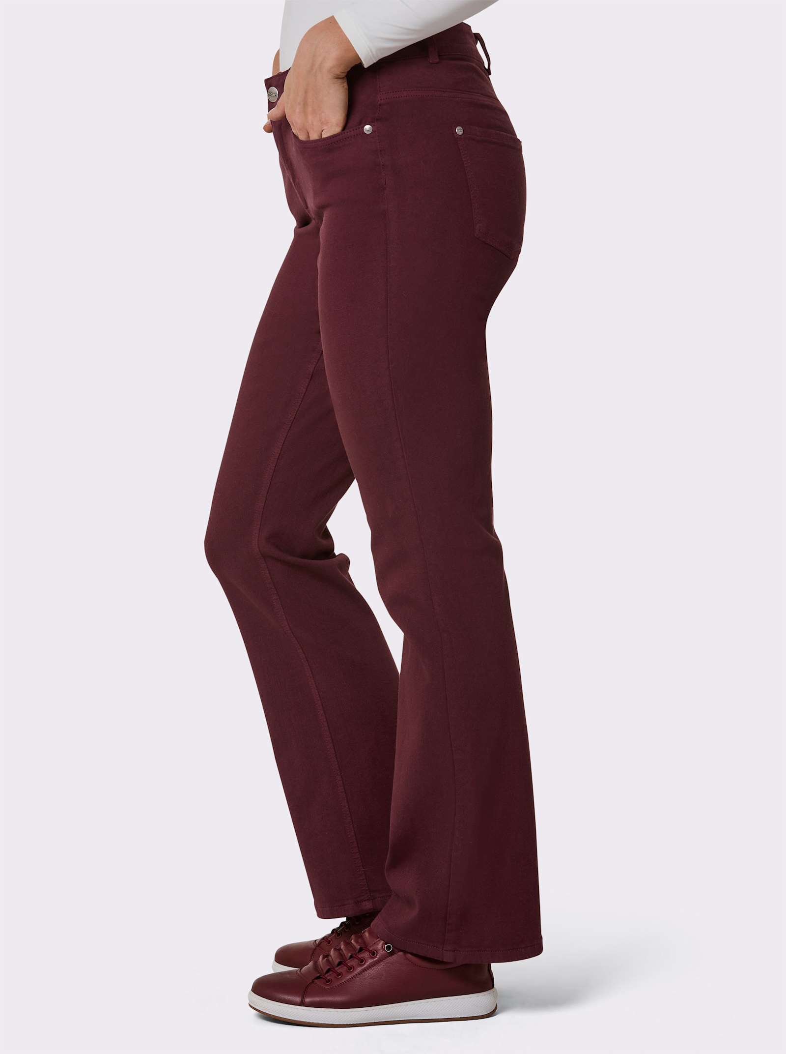 Ascari Stretch-Jeans mit weitem Bein - bordeaux