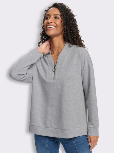heine Stehkragenshirt mit Seitenschlitzen - grau-meliert