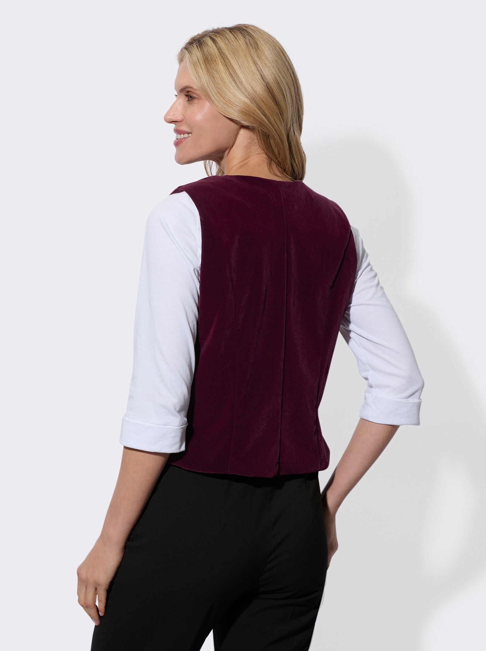 Weste mit silberfarbigen Knöpfen - burgund