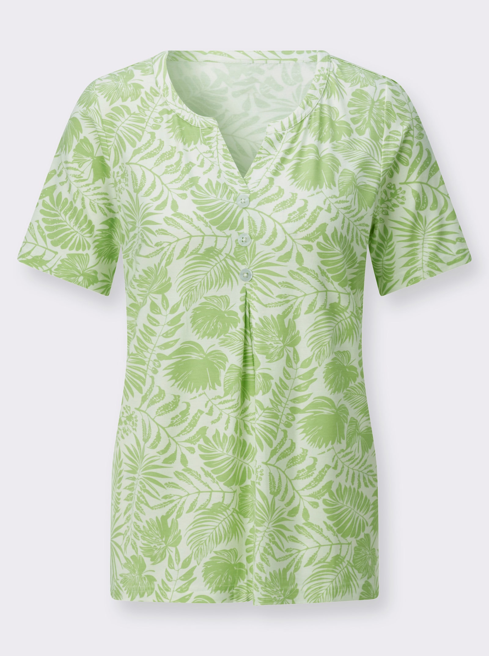 Print-Shirt mit Zierknöpfen - reseda-ecru-bedruckt