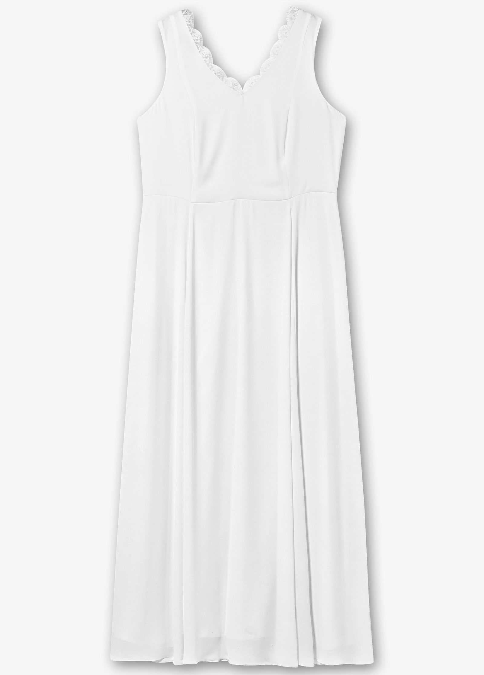 sheego Robe de mariée en Georgette, avec dentelle festonnée façon coquille - offwhite