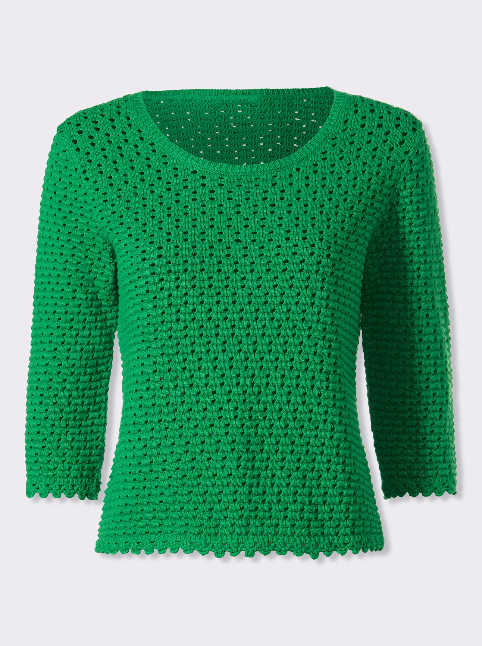 heine 3/4 Arm-Pullover mit Lochmuster - grasgrün