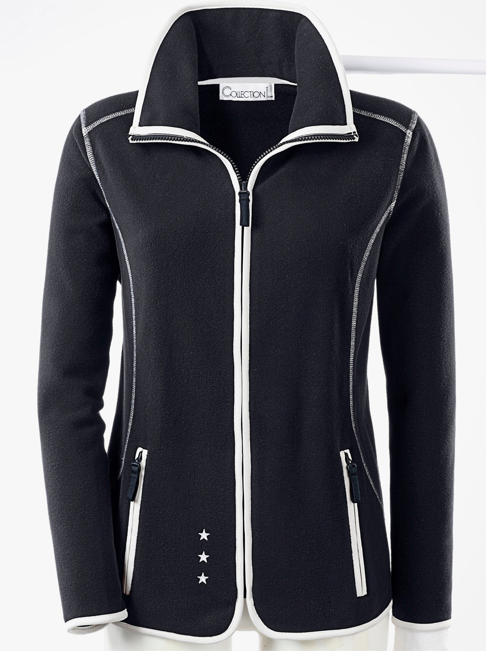 Fleecejacke mit Sternchen-Stickerei - marine