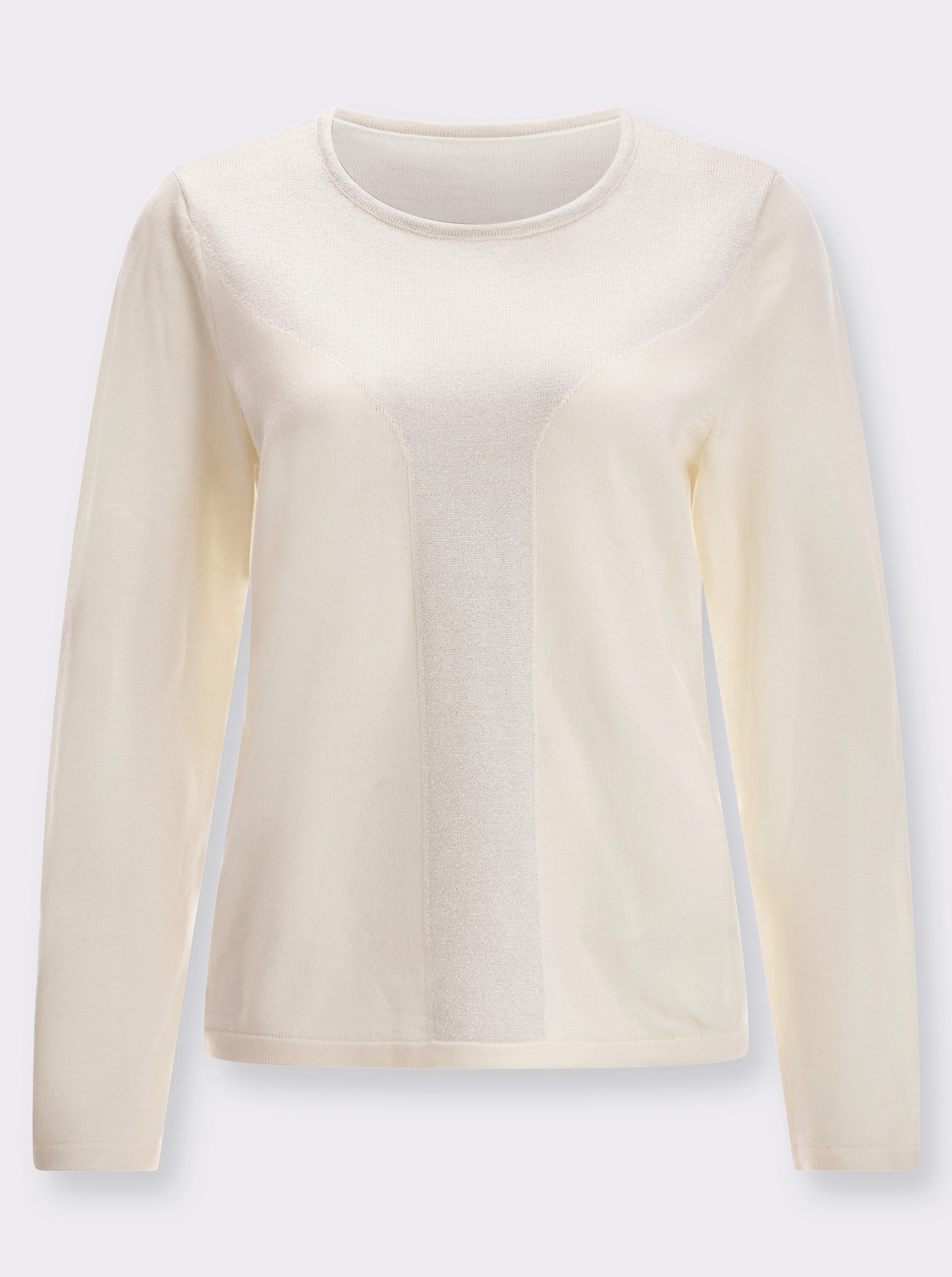 Langarm-Pullover mit Glitzergarn im Vorderteil - champagner