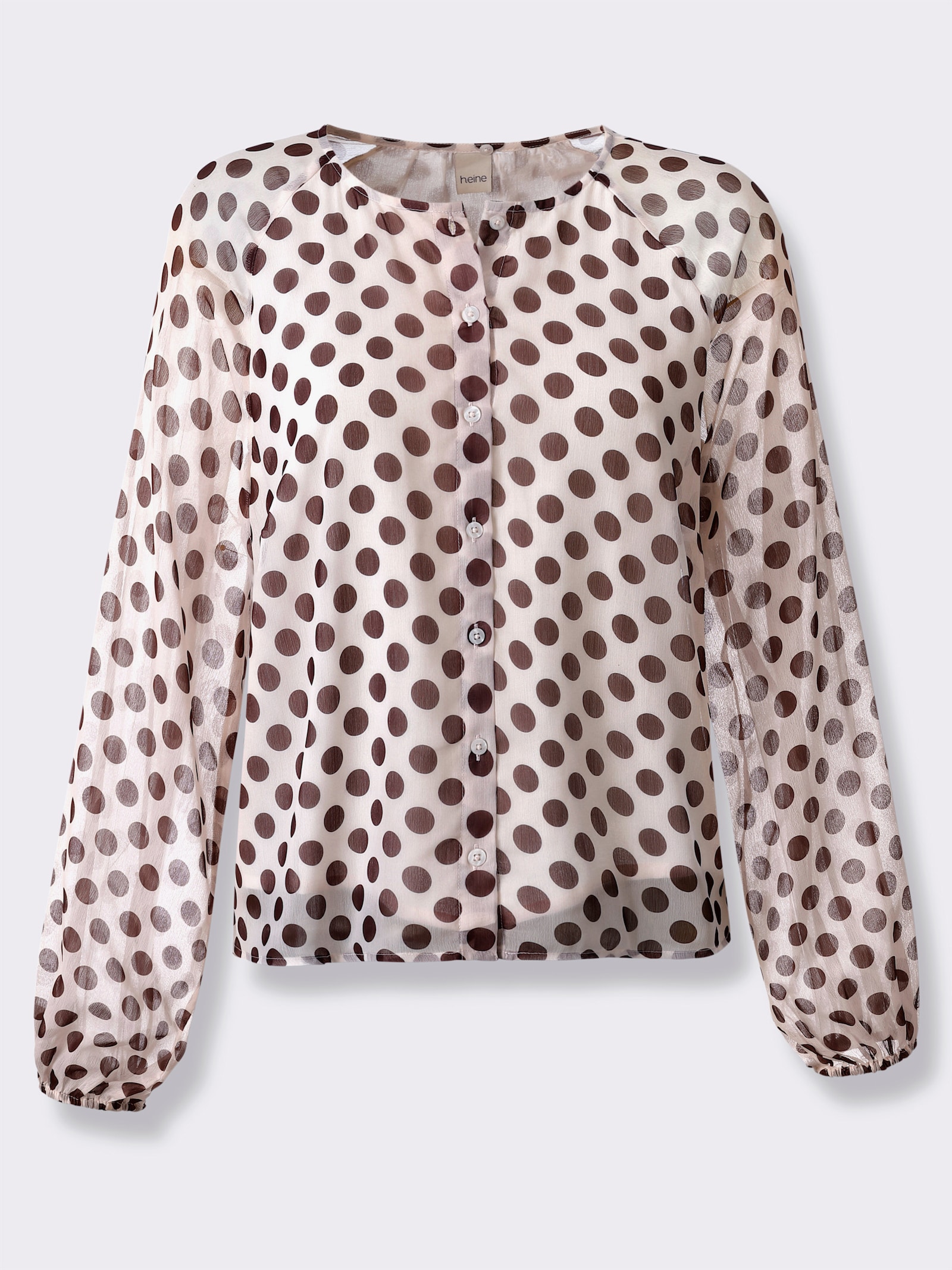 heine Schluppenbluse aus weich fließendem Chiffon - ecru-schoko-getupft