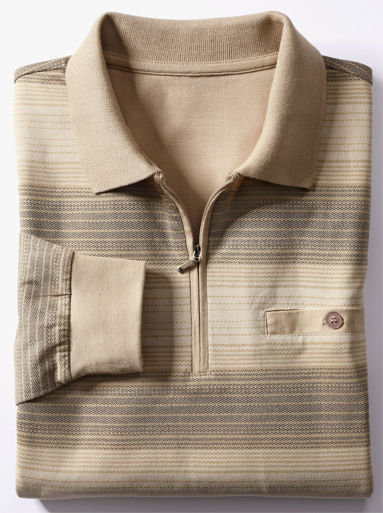 Marco Donati Langarm-Shirt - beige-gestreift