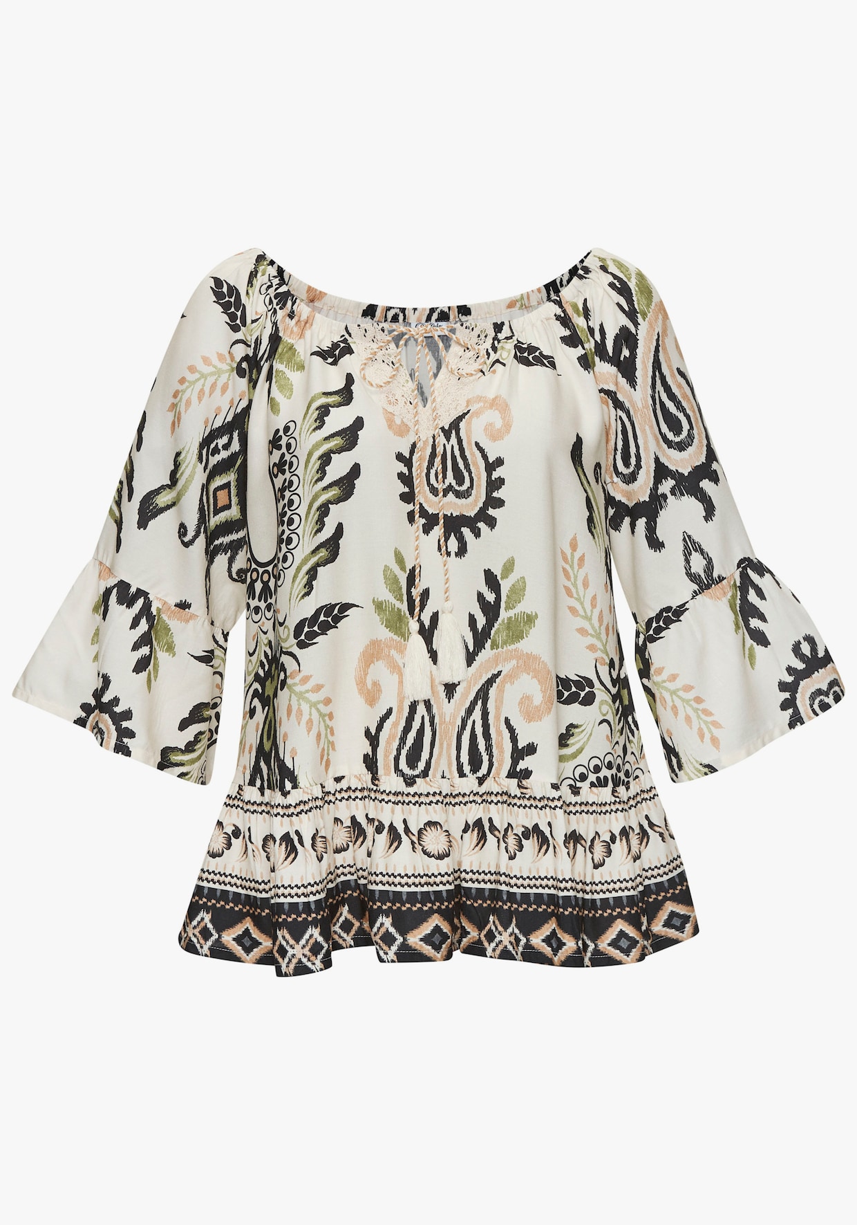 Buffalo Carmenbluse - sand-khaki bedruckt