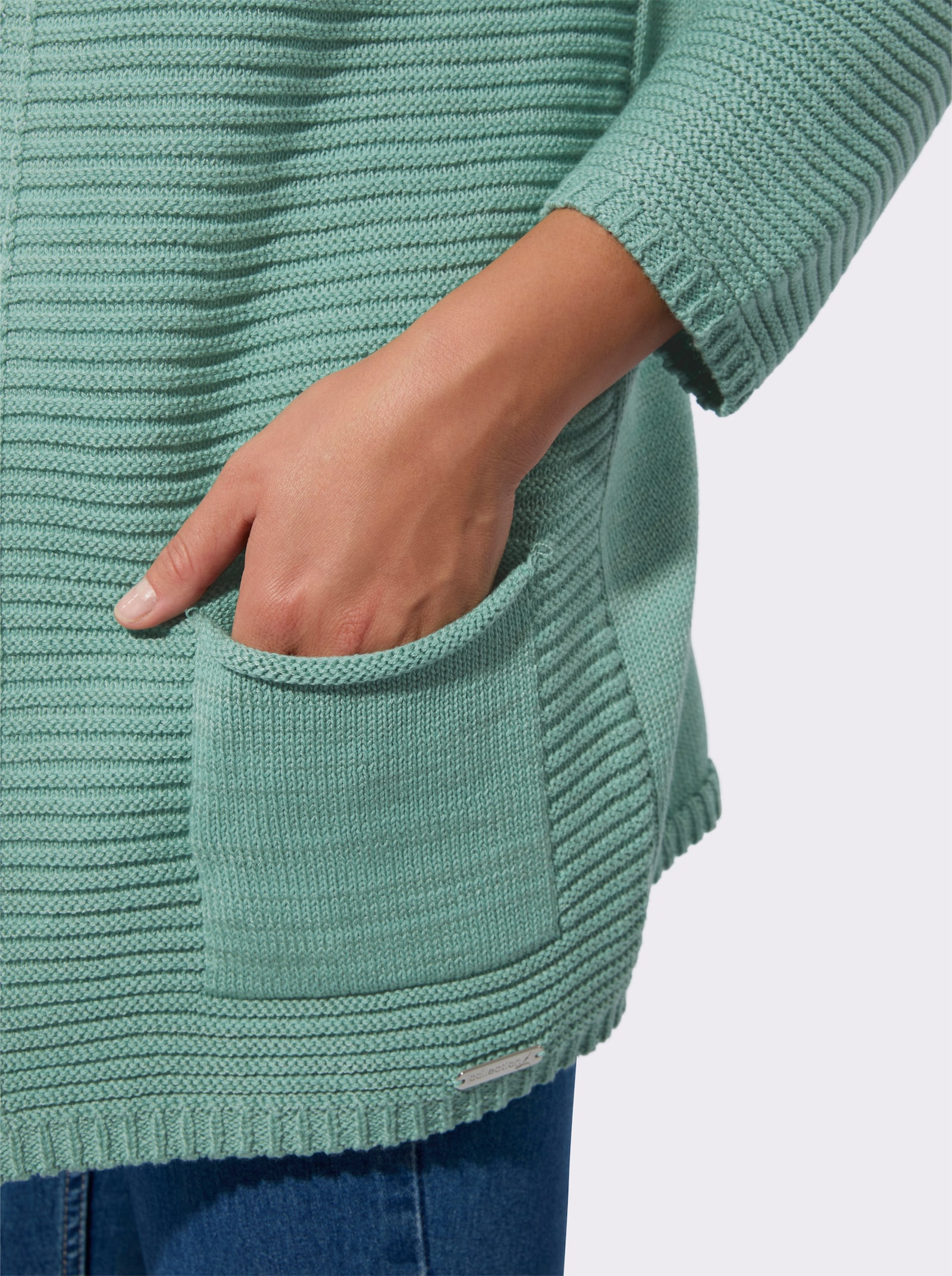 Strickjacke ohne Verschluss - salbei