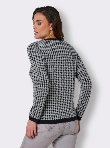 CREATION L PREMIUM Strickpullover aus Wolle - marine-champagner-gemustert