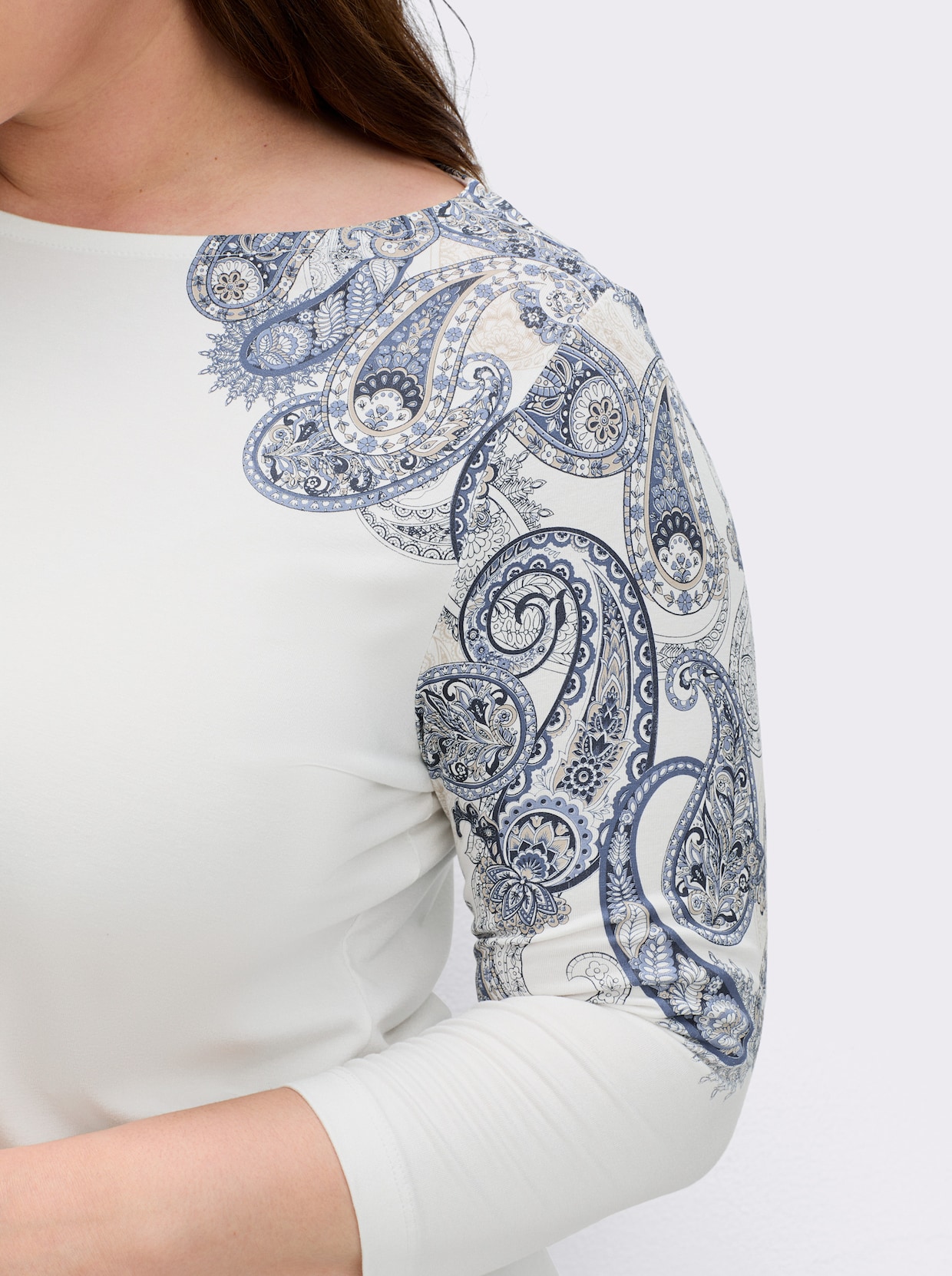 3/4-Arm-Shirt mit Paisley-Druck - ecru-marine-bedruckt
