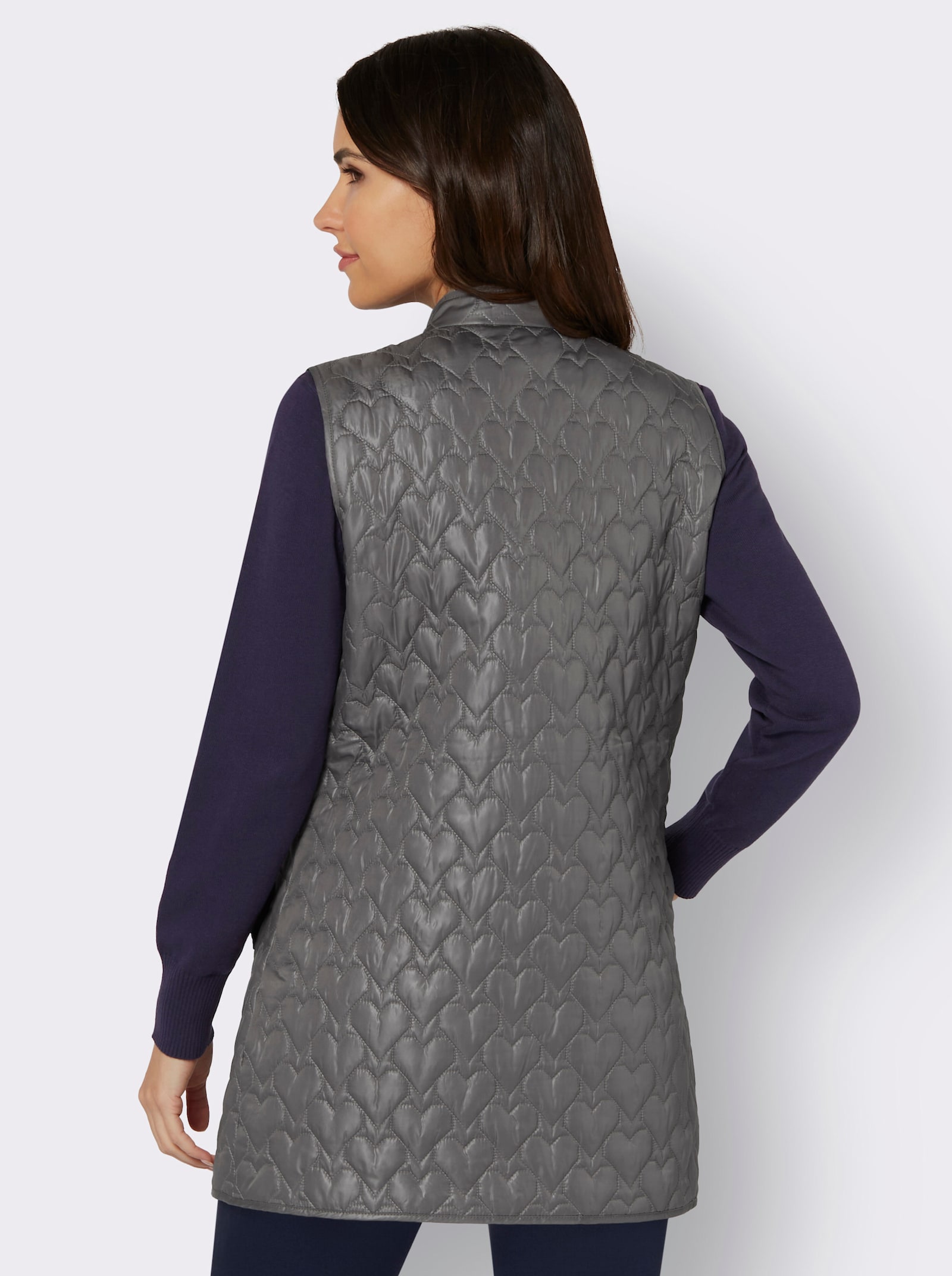 Steppweste in längerer Form - anthrazit