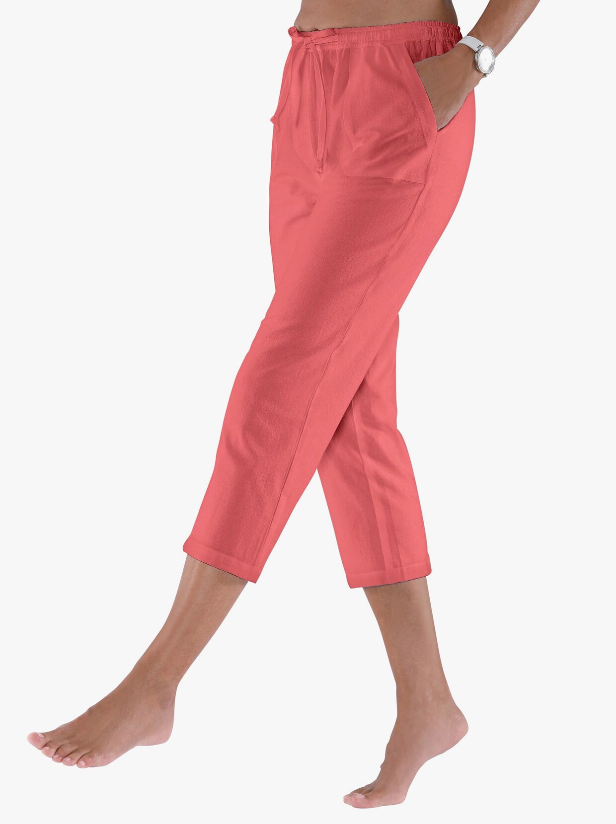 Pohodlné kalhoty - korálově červená