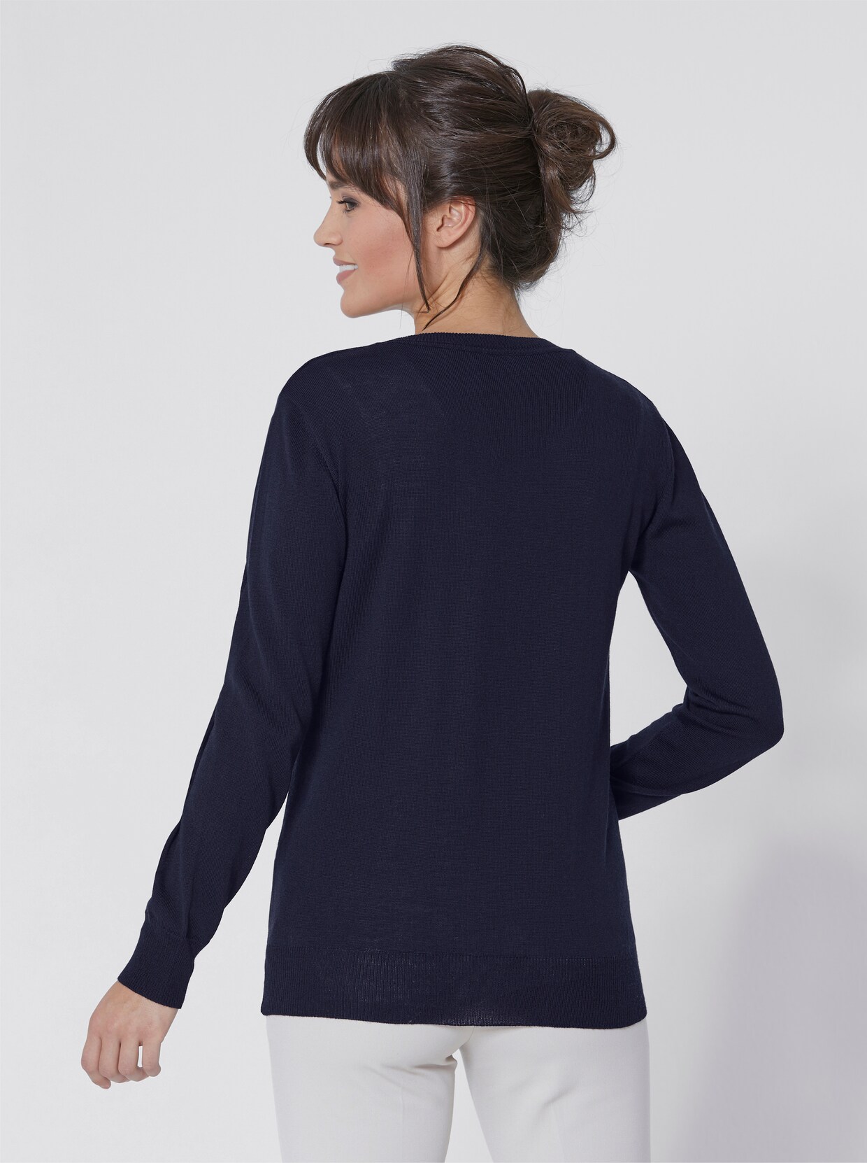 Pullover met V-hals - marine