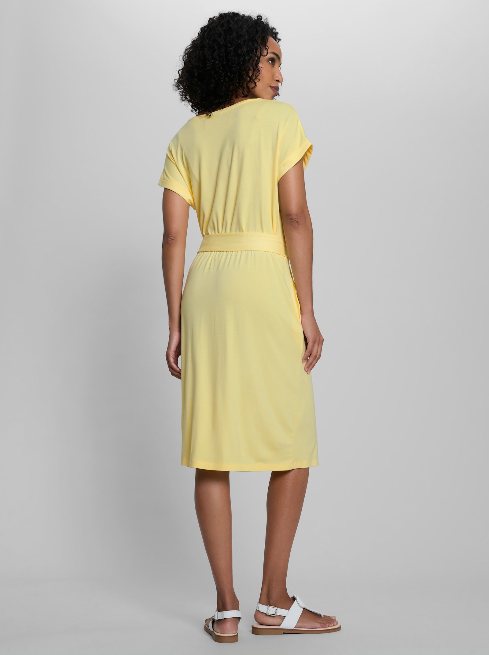 heine Jerseykleid mit Bindegürtel - zitrone