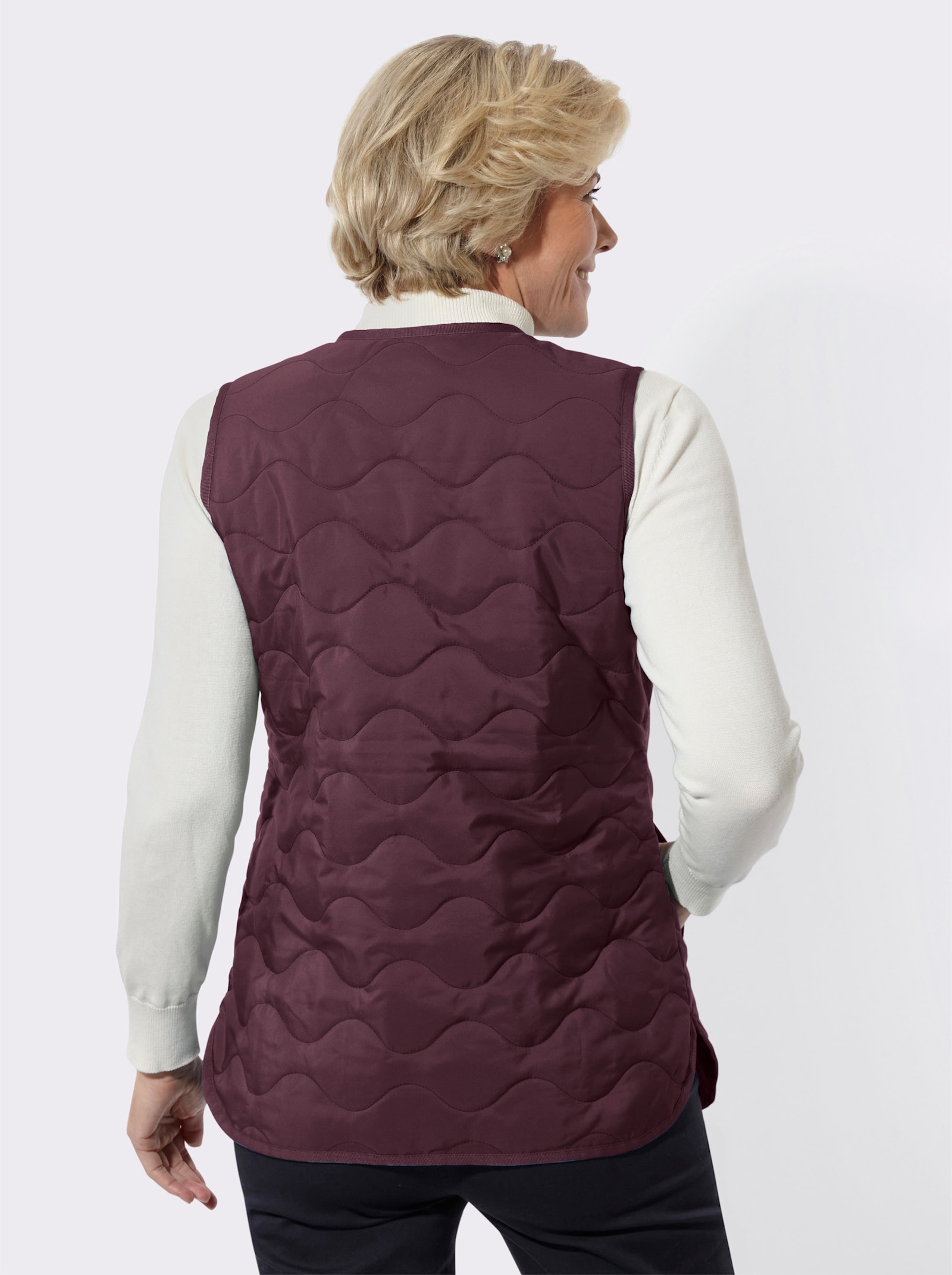 Steppweste mit Wellenmuster - burgund