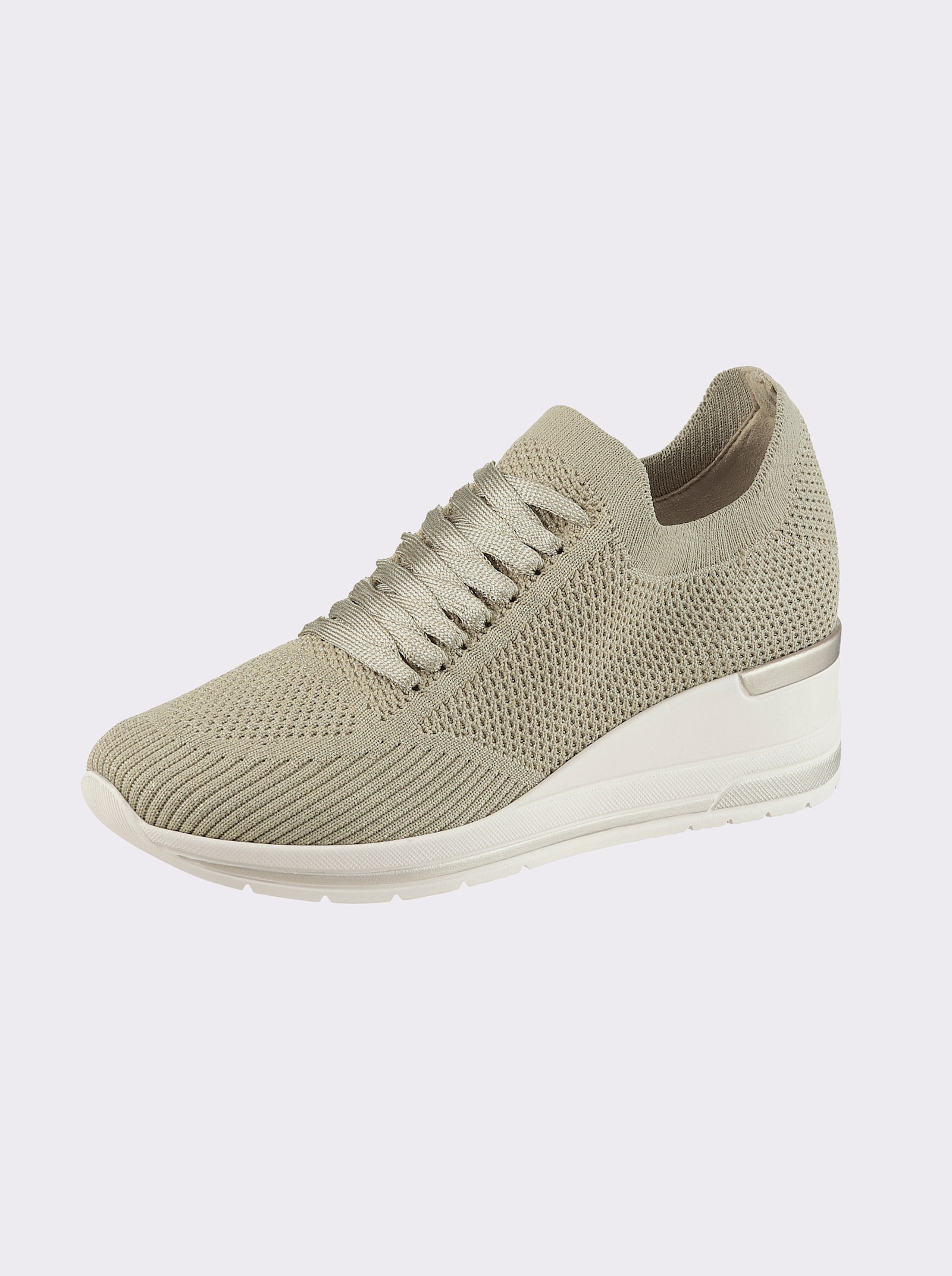 airsoft modern+ Keilsneaker aus glitzerndem Mesh-Stoff - goldfarben