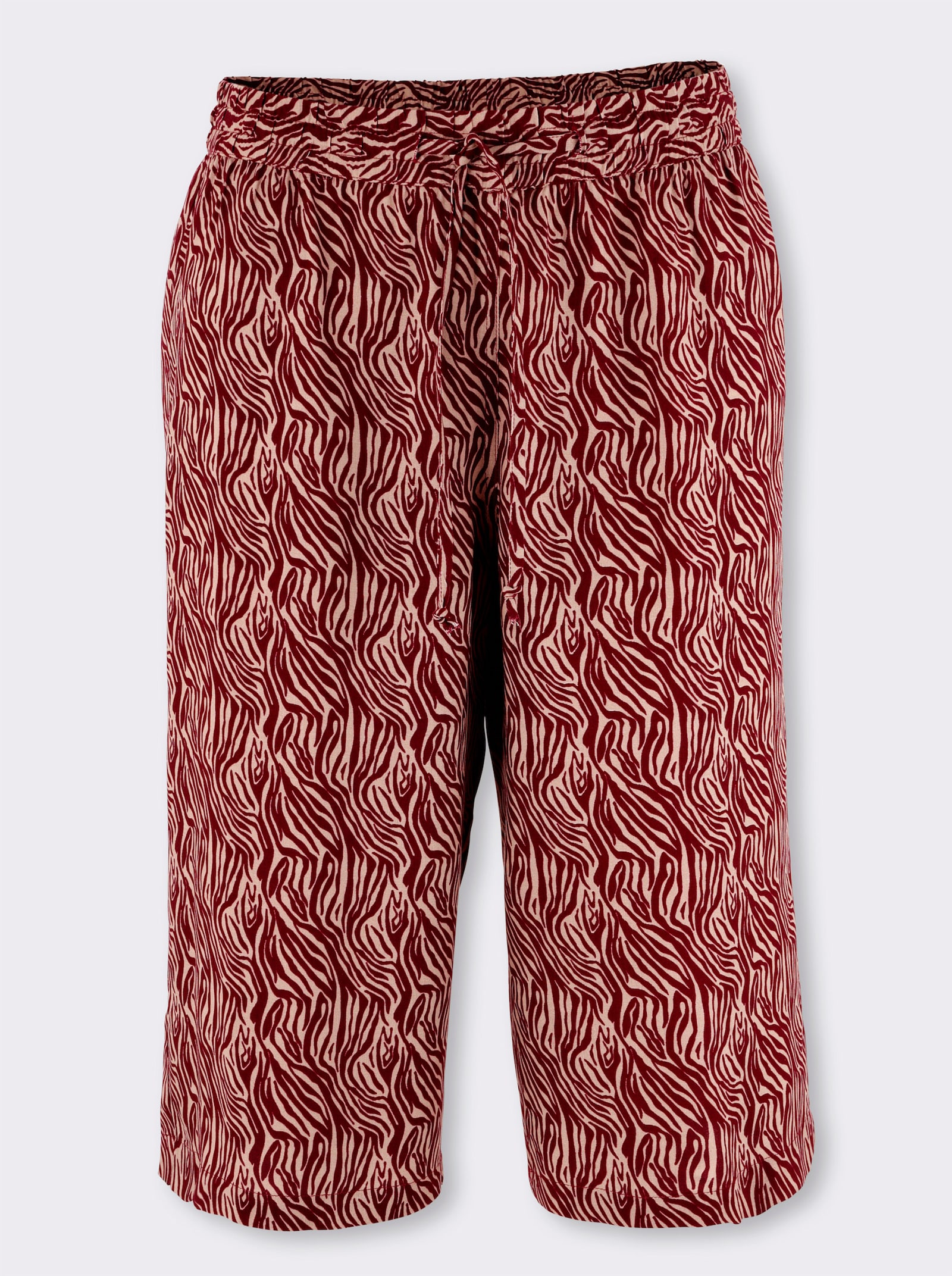 Bermuda met zebrapatroon - beige/donkerrood bedrukt