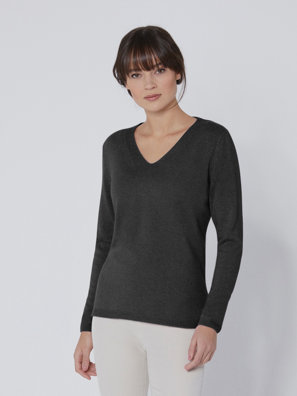 CREATION L PREMIUM Kaschmir-Pullover - anthrazit-meliert