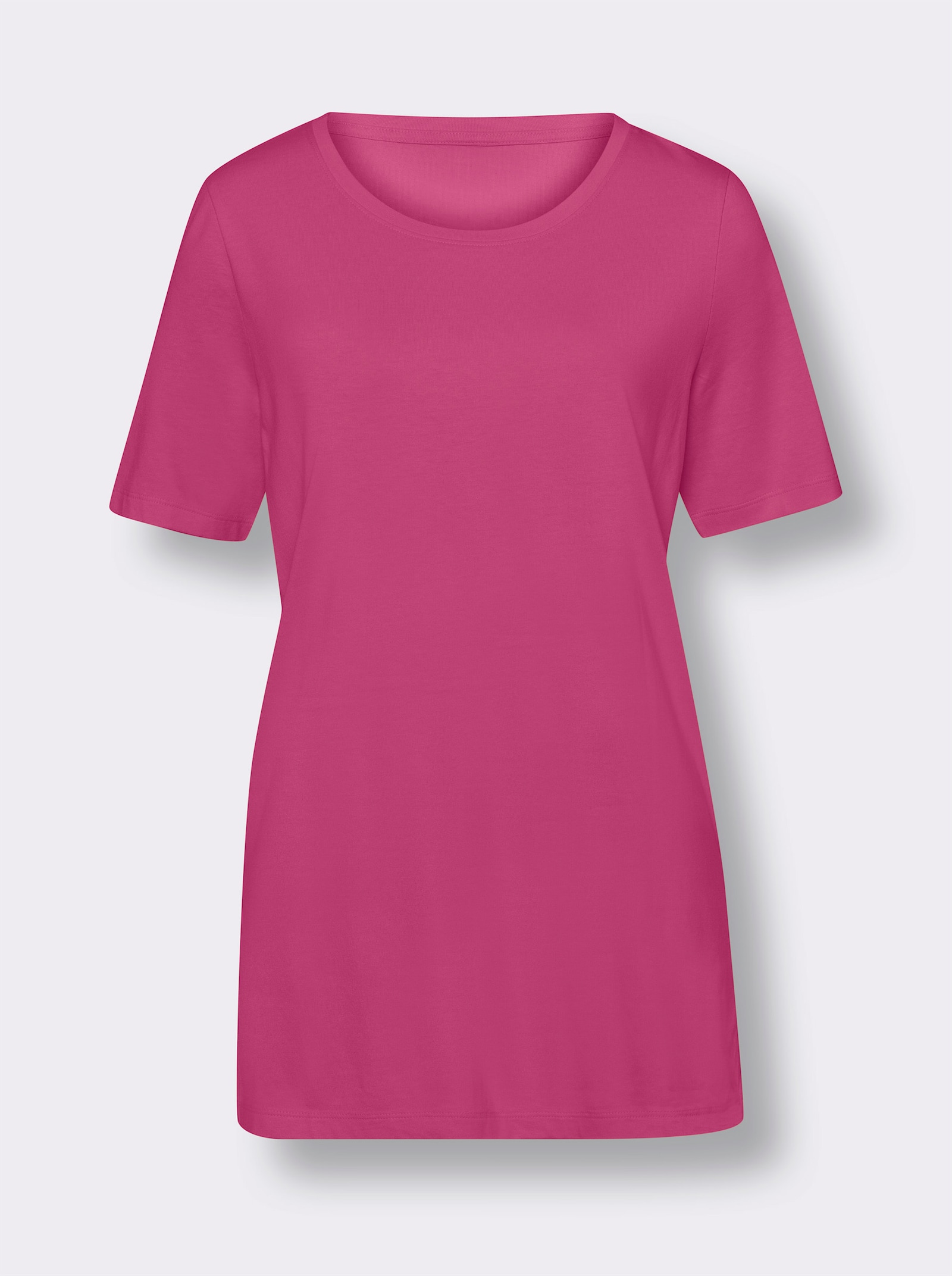 Lang shirt in mix van katoen en modal - fuchsia