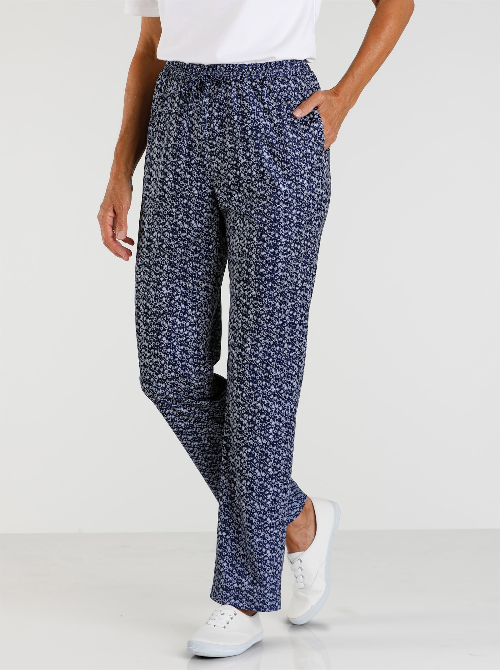 Jerseyhose in Schlupfform - marine-gewellt