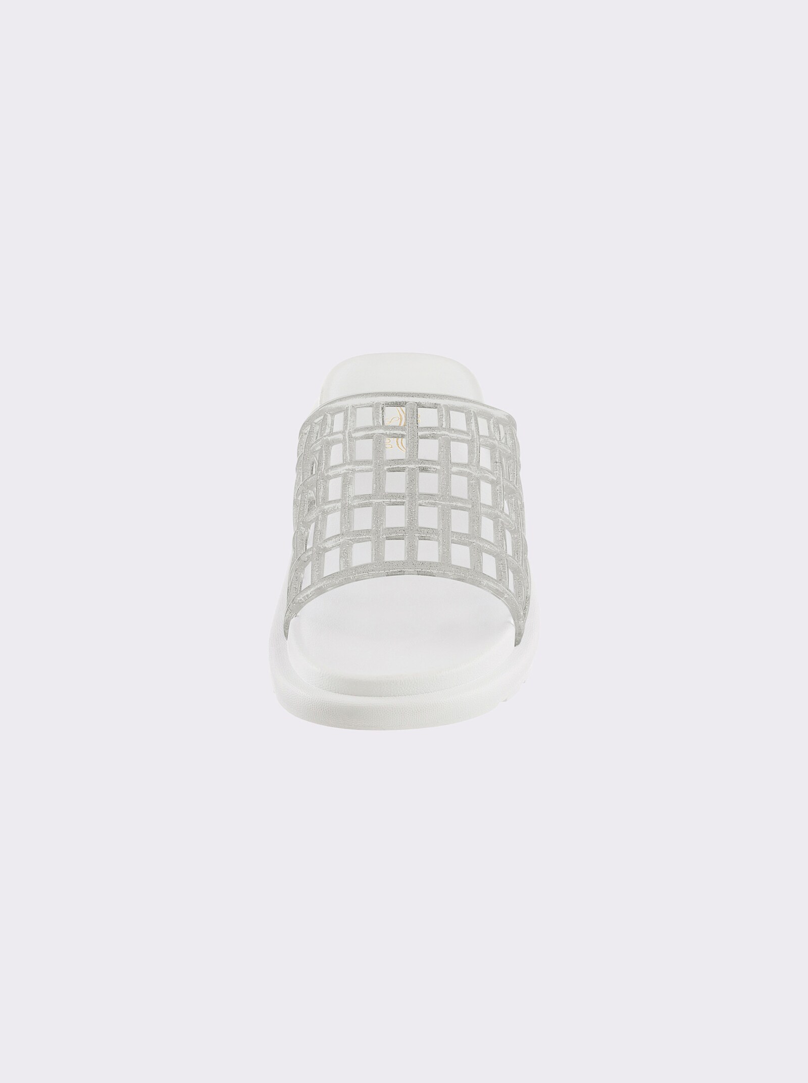 Badepantolette mit Gitter-Muster - weiß