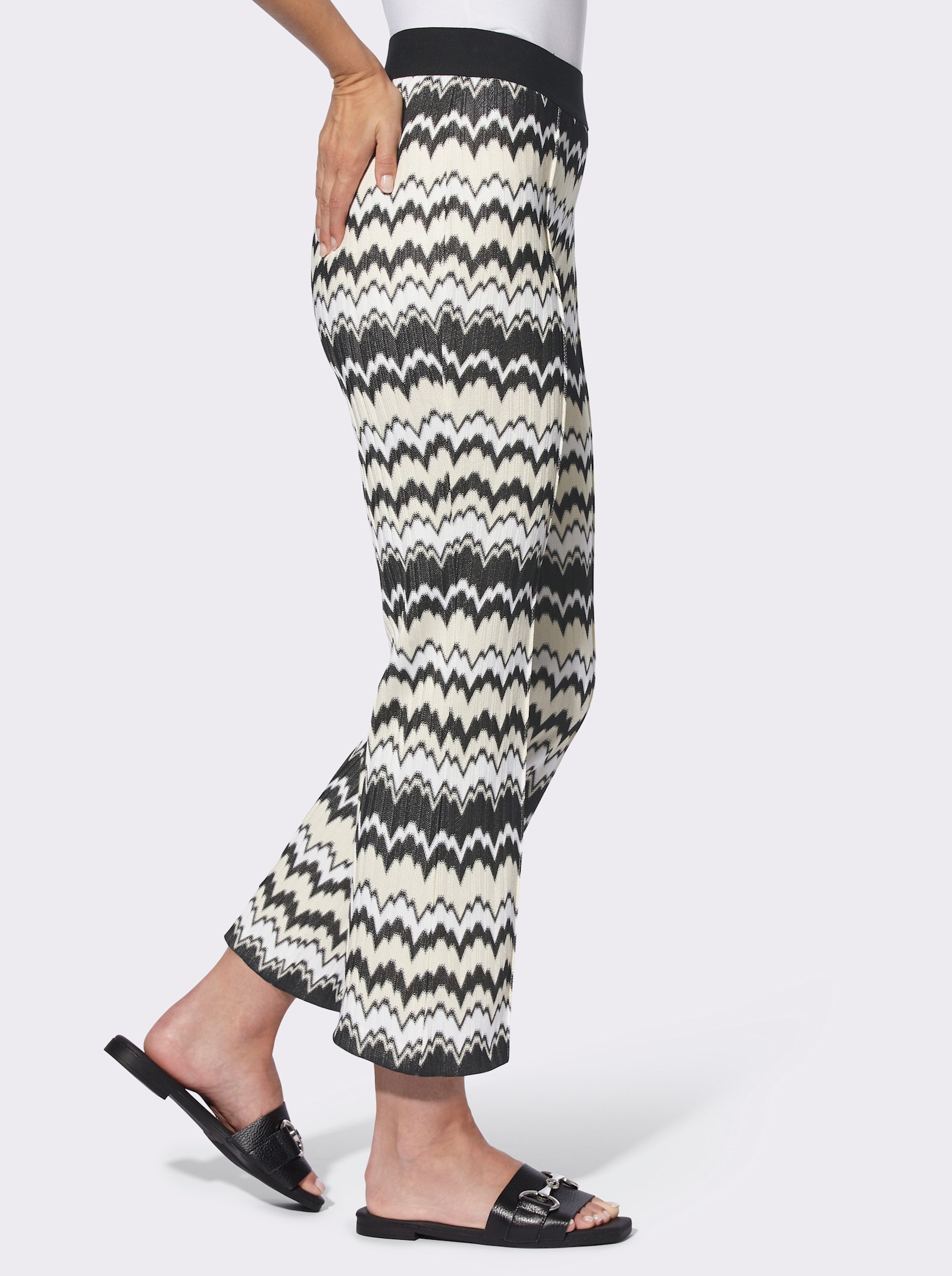 heine 7/8-Hose in Strick-Optik, mit Dehnbund - schwarz-champagner-gemustert