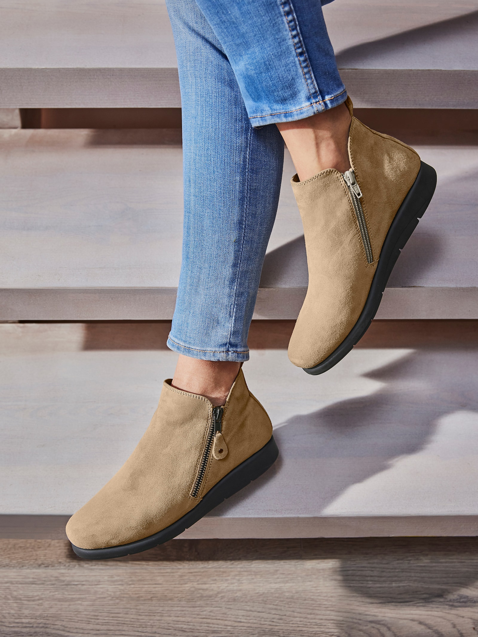 airsoft modern+ Stiefelette mit Nubukleder - vanille