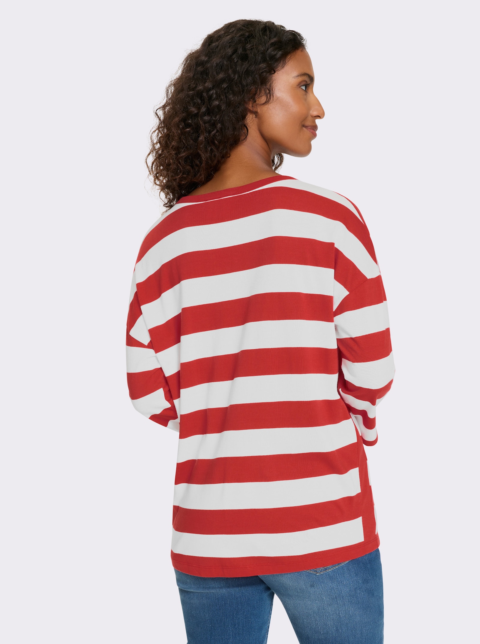 heine Ringelshirt mit seitlichen Einsätzen - erdbeere-weiß-geringelt