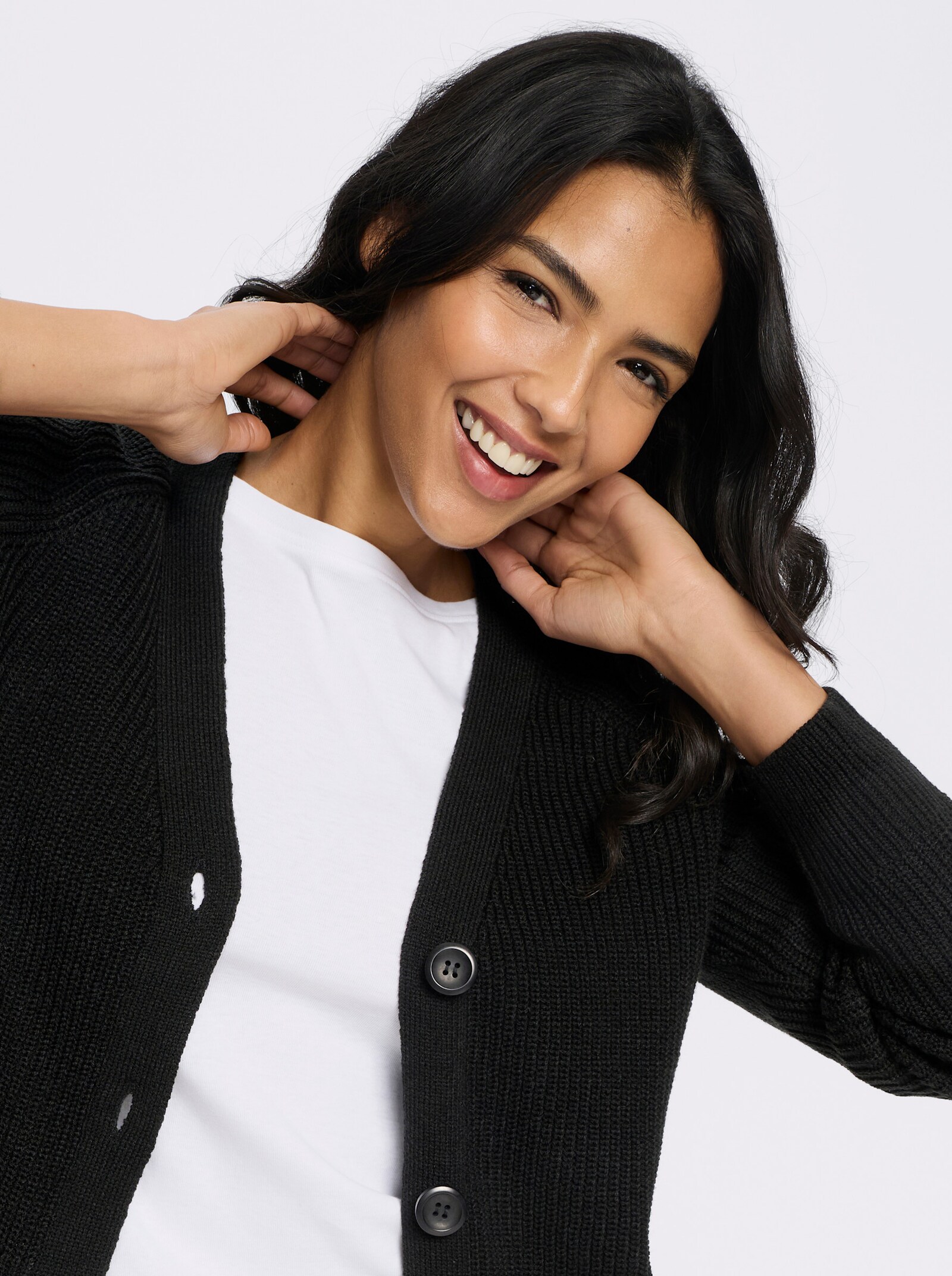 Strickjacke im Patentstrick - schwarz