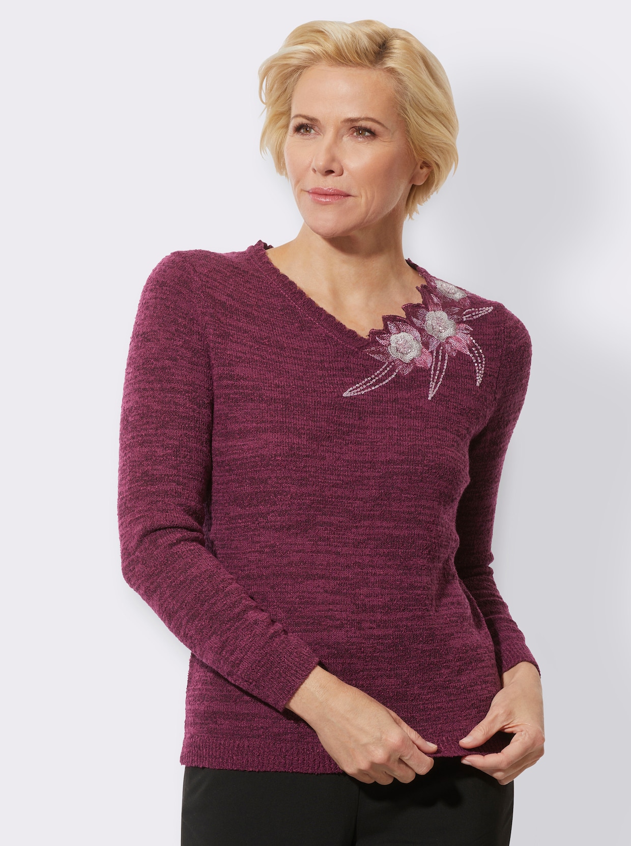 Pullover met lange mouwen - heide/zwart gemêleerd