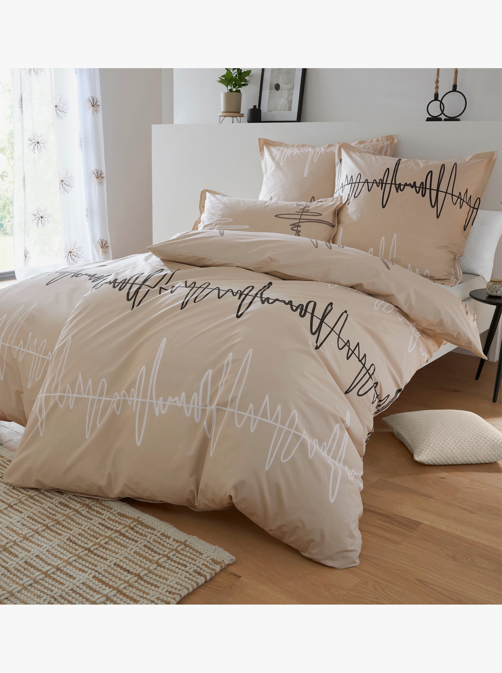 heine home Bettwäsche - sand-weiß-bedruckt