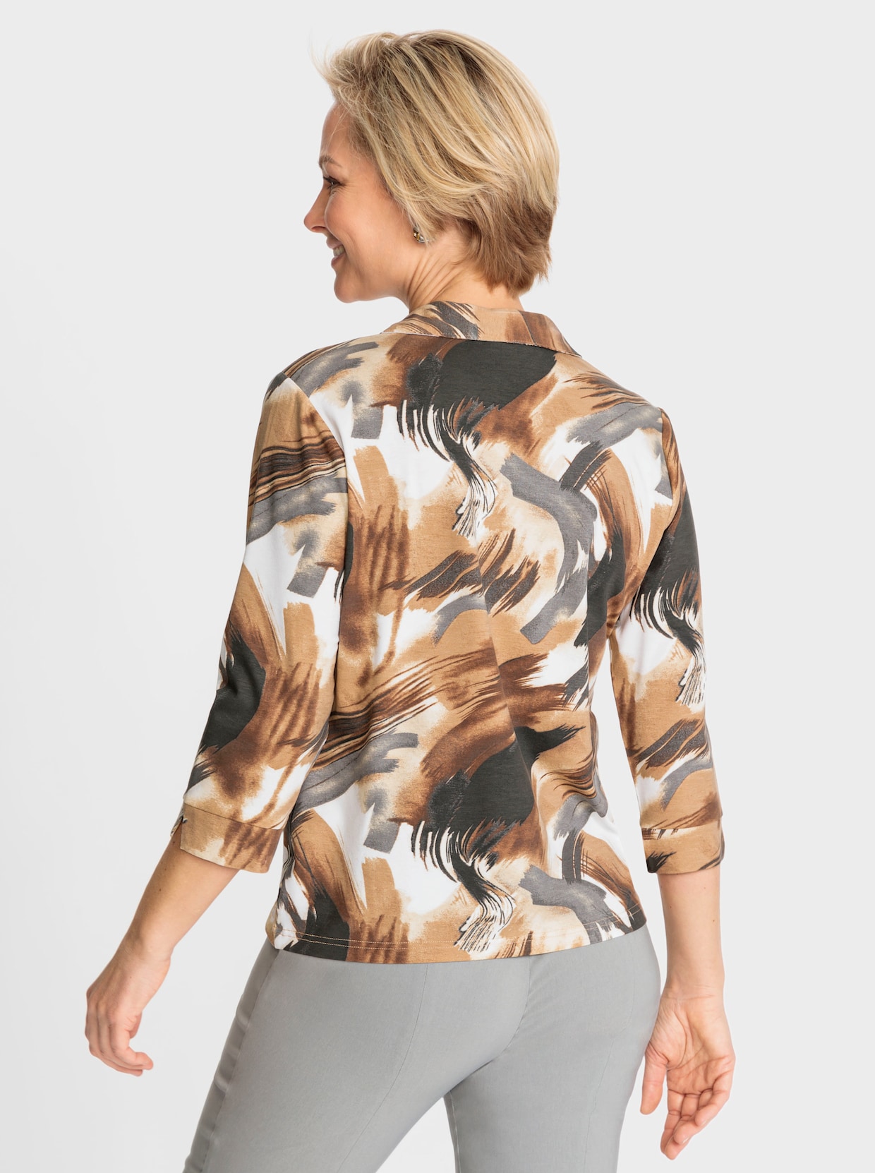 Shirt - camel-ecru-bedruckt