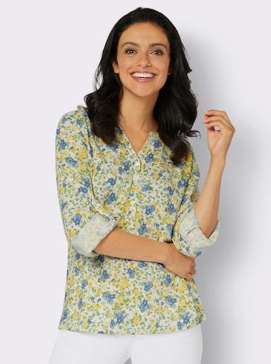 Druckbluse im Blümchen-Muster - ecru-eucalyptus-bedruckt