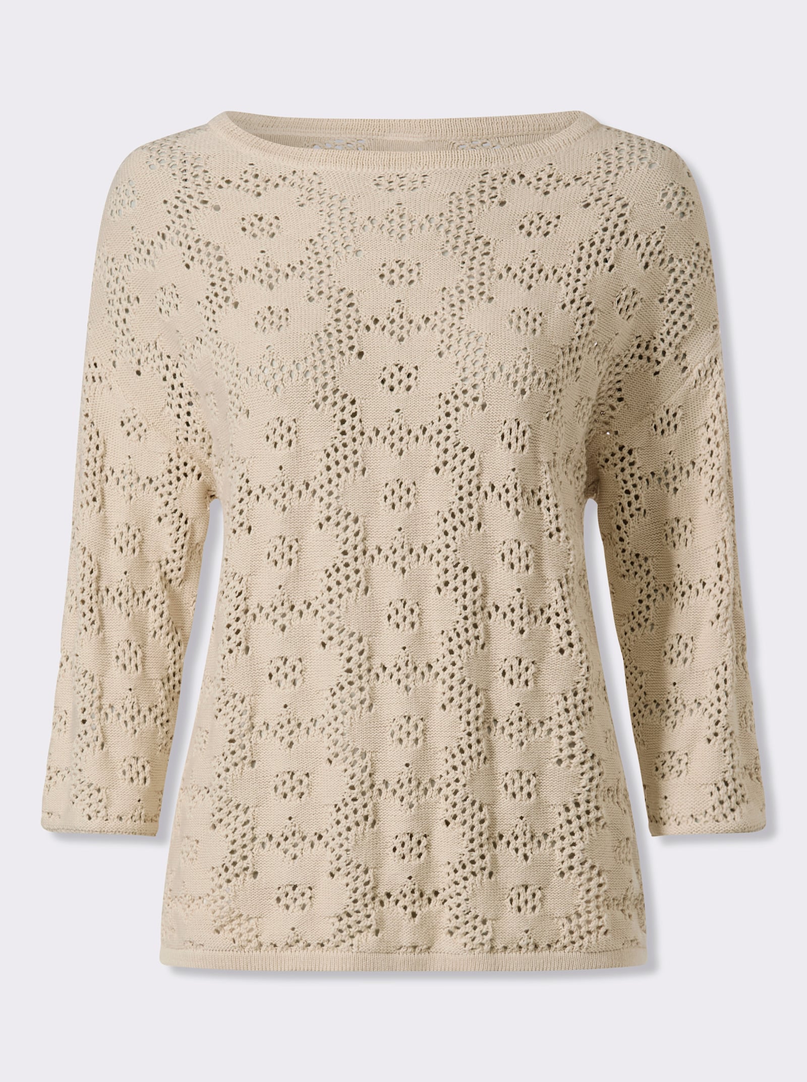 heine Pull ajouré avec motif floral - sable