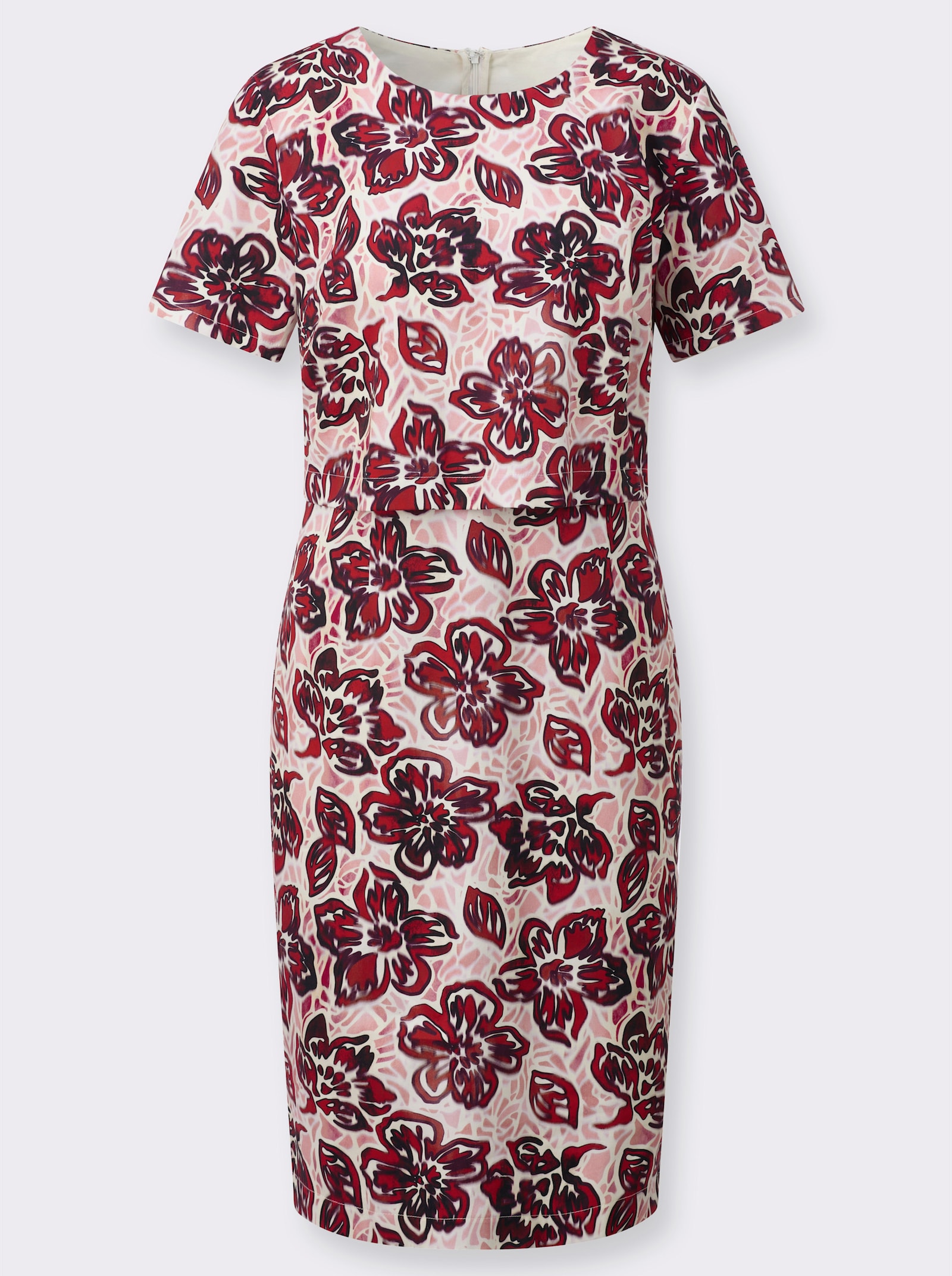 Jurk met print in 2-in-1-look - rood/bordeaux bedrukt